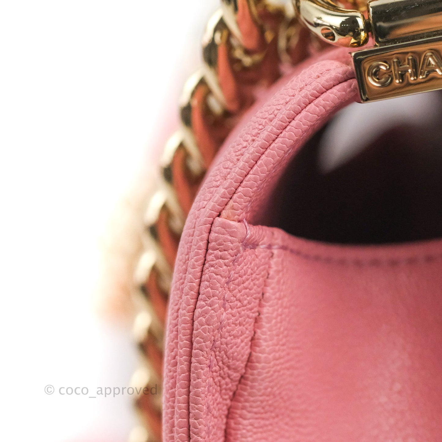 Chanel Quilted Medium Boy Rosy Pink Chevron Caviar Gold Hardware