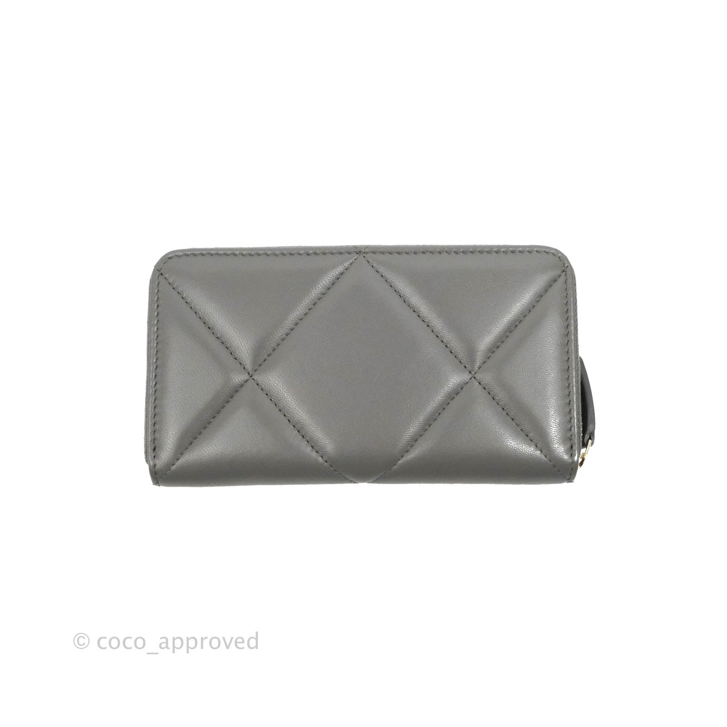 Chanel Quilted 19 Zipped Wallet Grey Lambskin