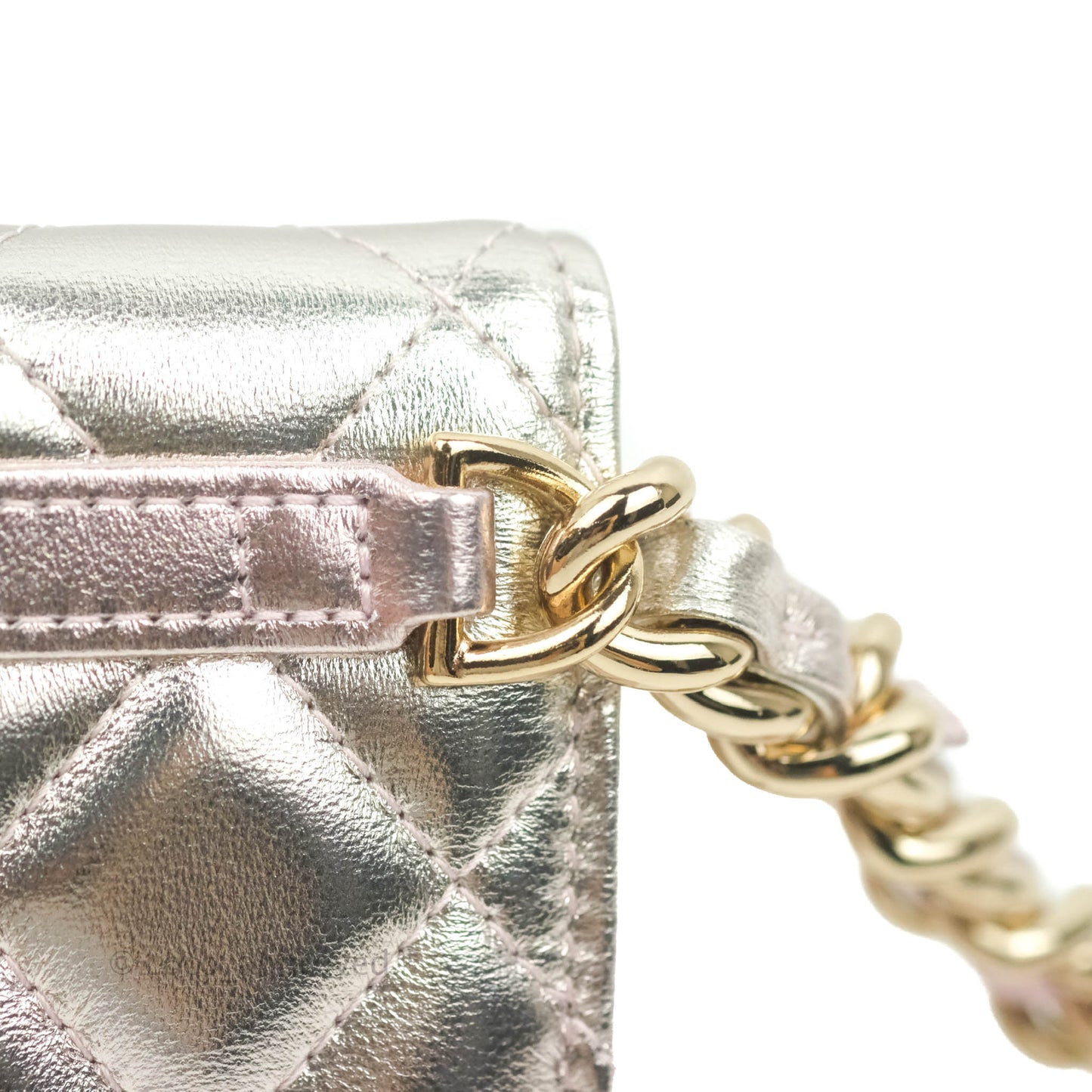 Chanel Quilted Clutch with Chain Metallic Gradient Pink/Silver Lambskin