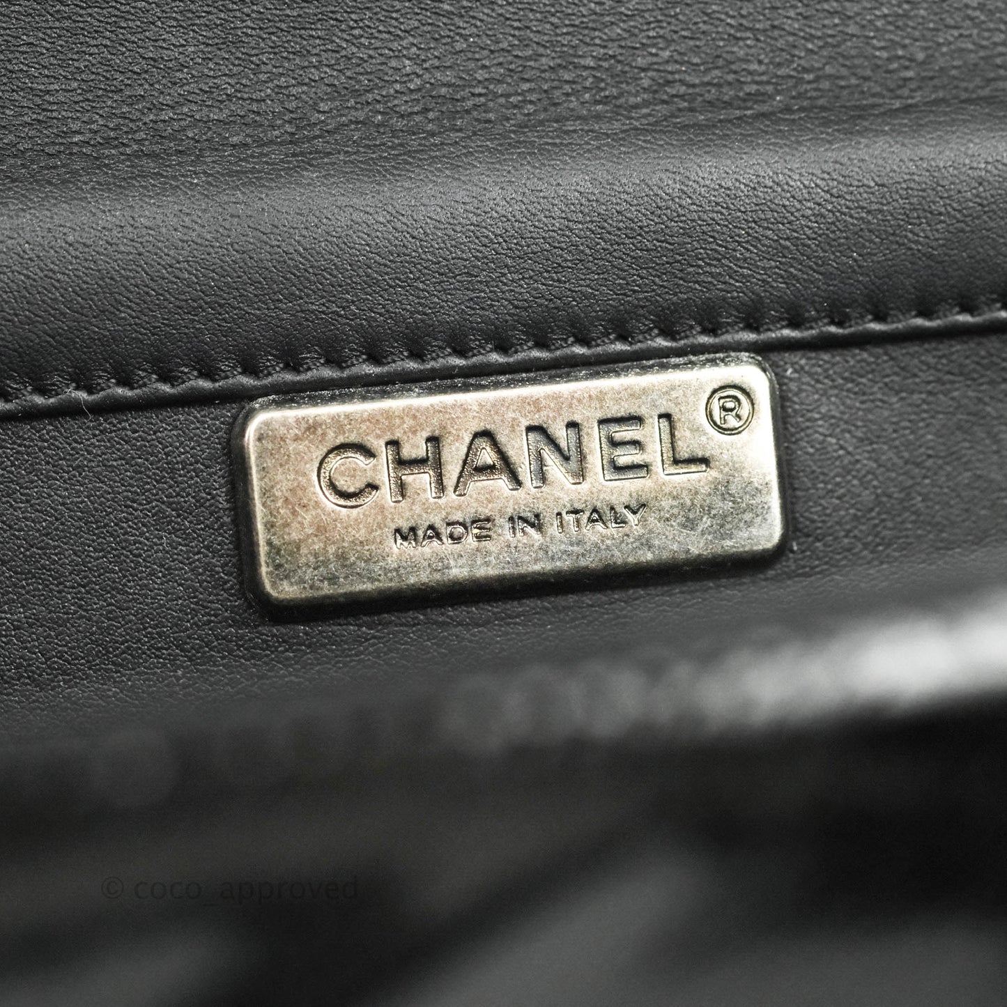 Chanel Boy Clutch Python Patent Black Ruthenium Hardware