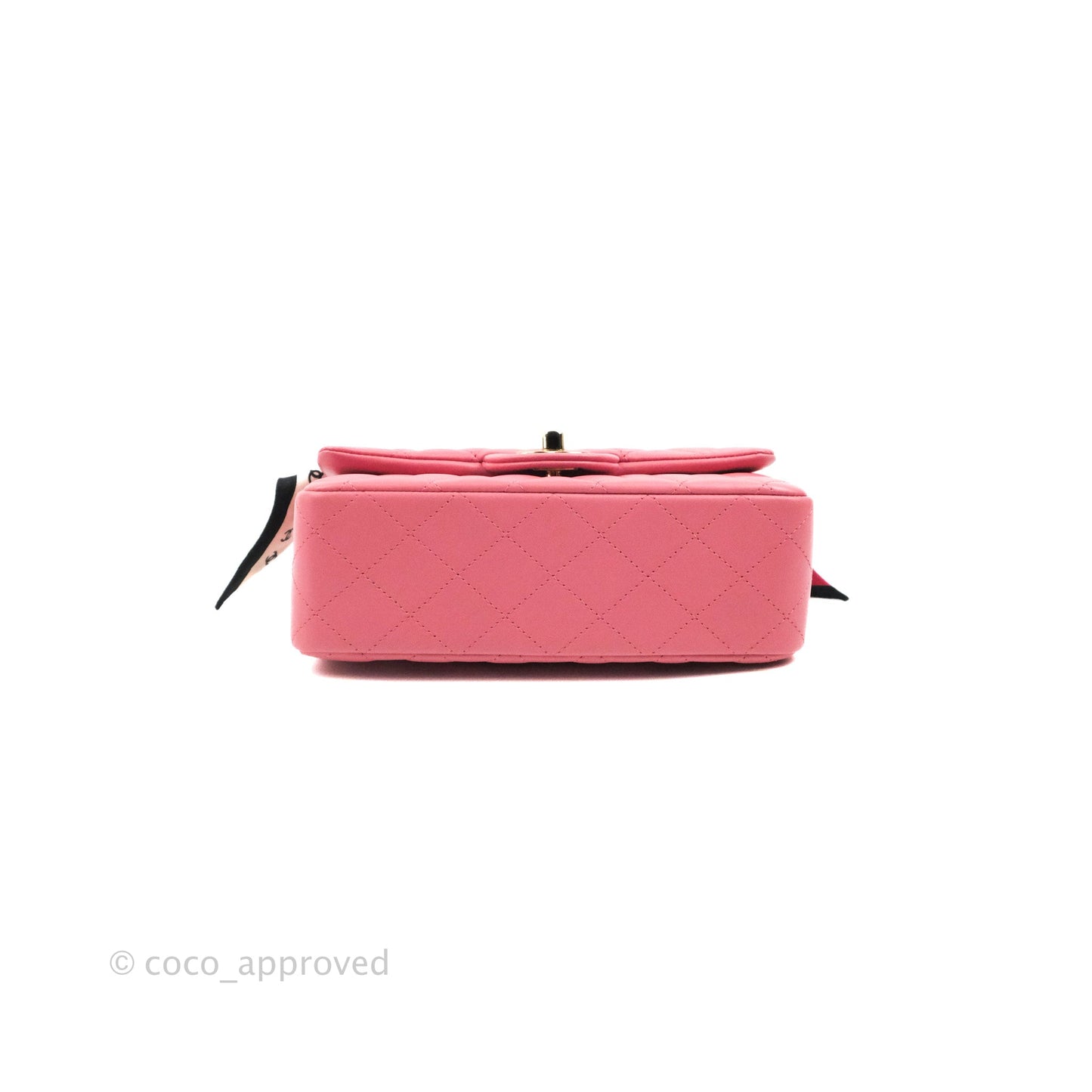 Chanel Top Handle Mini Rectangular Flap Bag Pink Lambskin Gold Hardware With Twilly