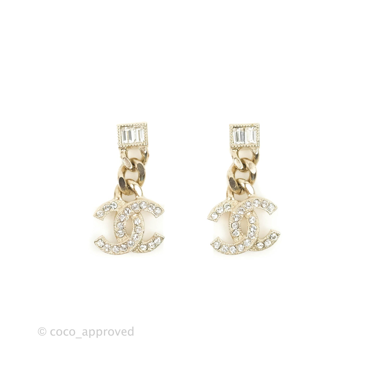 Chanel Crystal CC Drop Earrings 22B