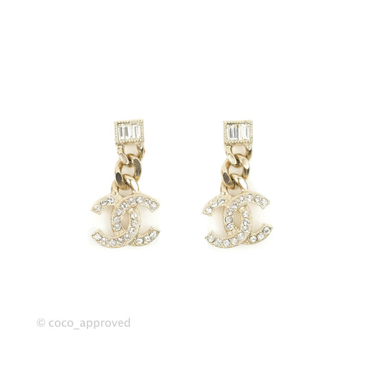 Chanel Crystal CC Drop Earrings 22B