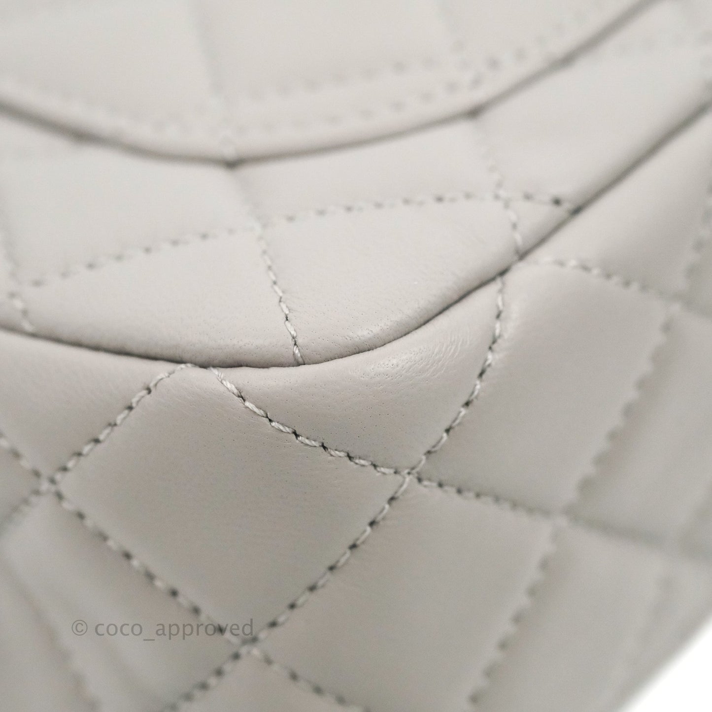 Chanel Mini Rectangular Pearl Crush Quilted Grey Lambskin Aged Gold Hardware