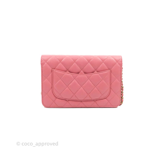 Chanel Quilted Classic Wallet on Chain WOC Pink Caviar Gold Hardware