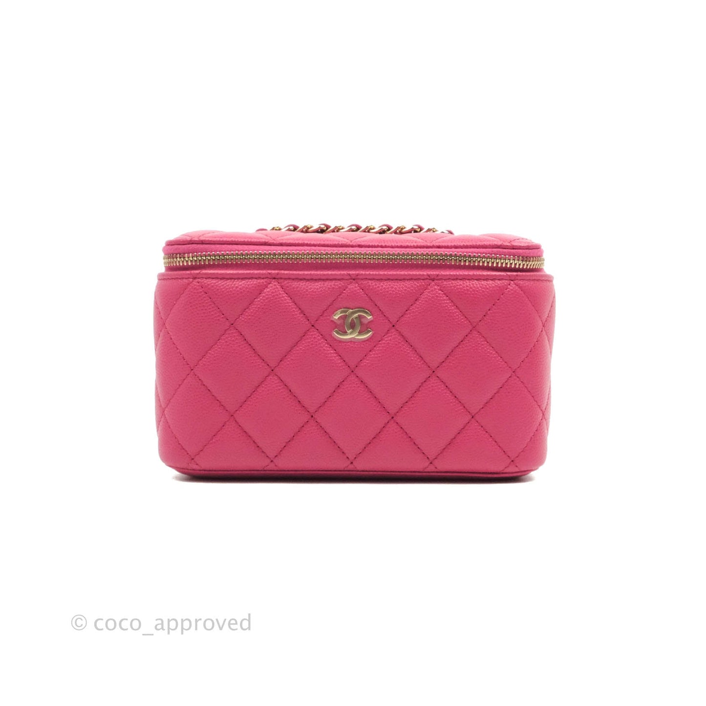 Chanel Vanity with Classic Chain Pink Caviar Gold Hardware