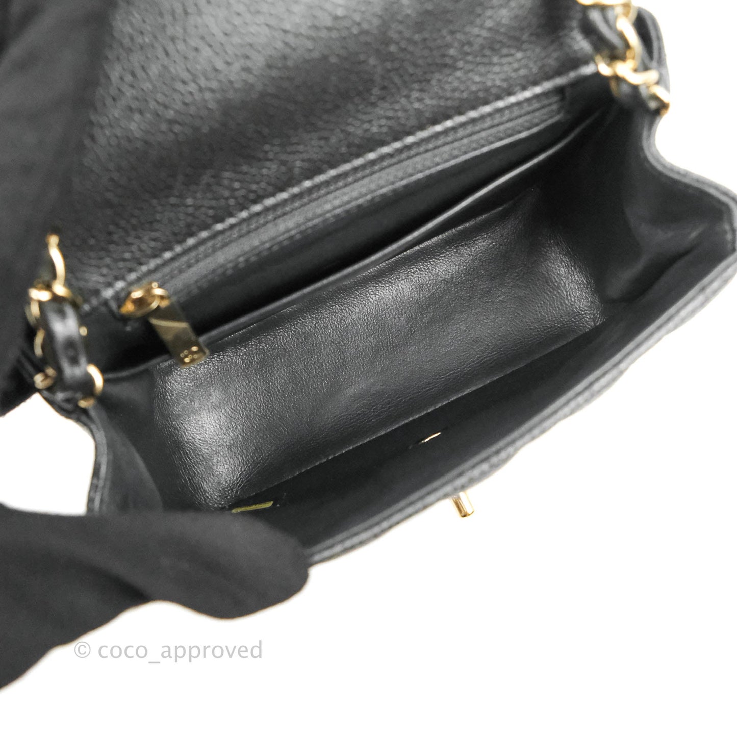 Chanel Quilted Mini Square Flap Bag Pearly Black Caviar Gold Hardware