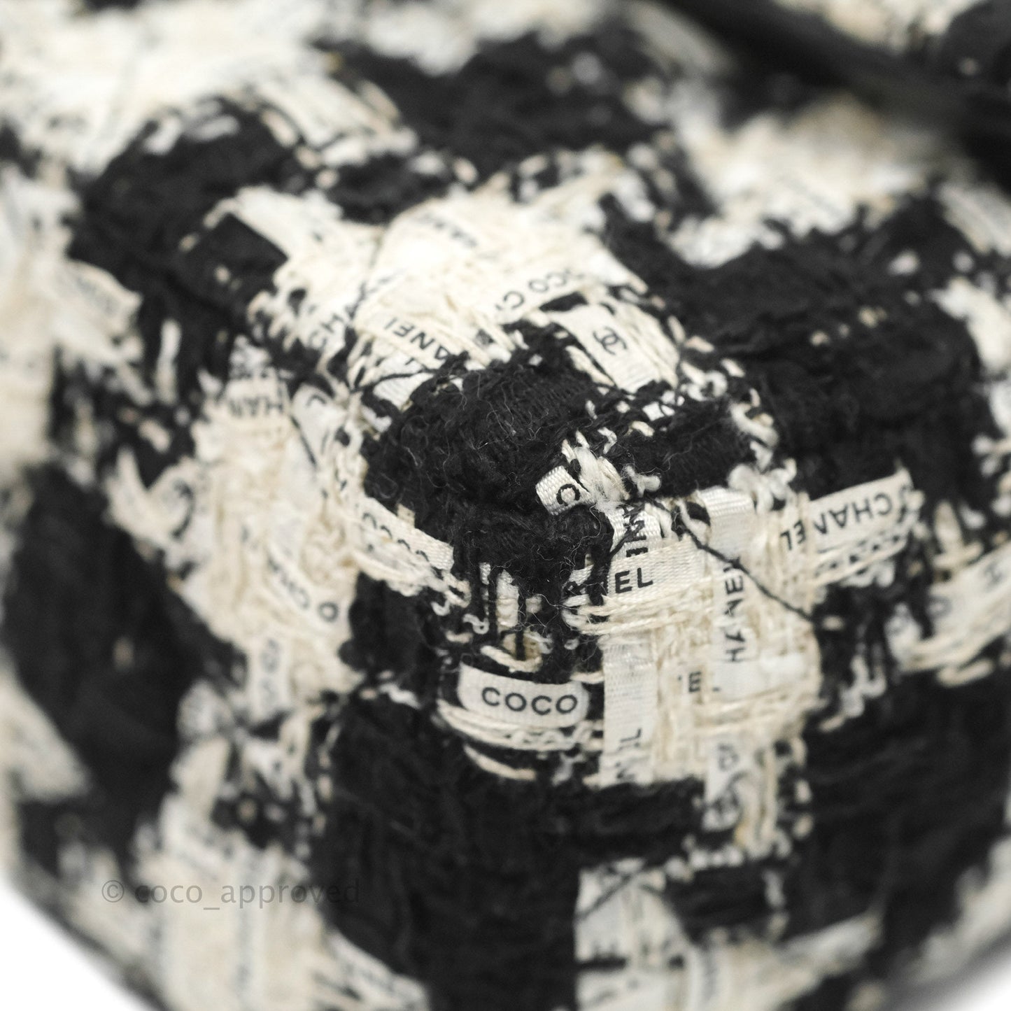 Chanel Quilted Mini Rectangular Flap Tweed Houndstooth Black & White Gold Hardware