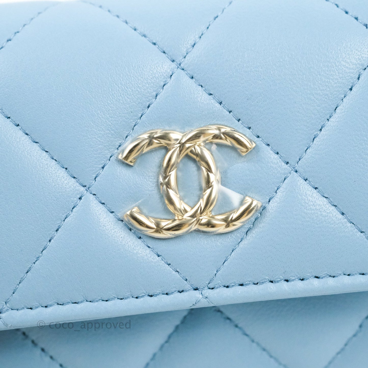 Chanel Mini Clutch With Chain Blue Lambskin Gold Hardware