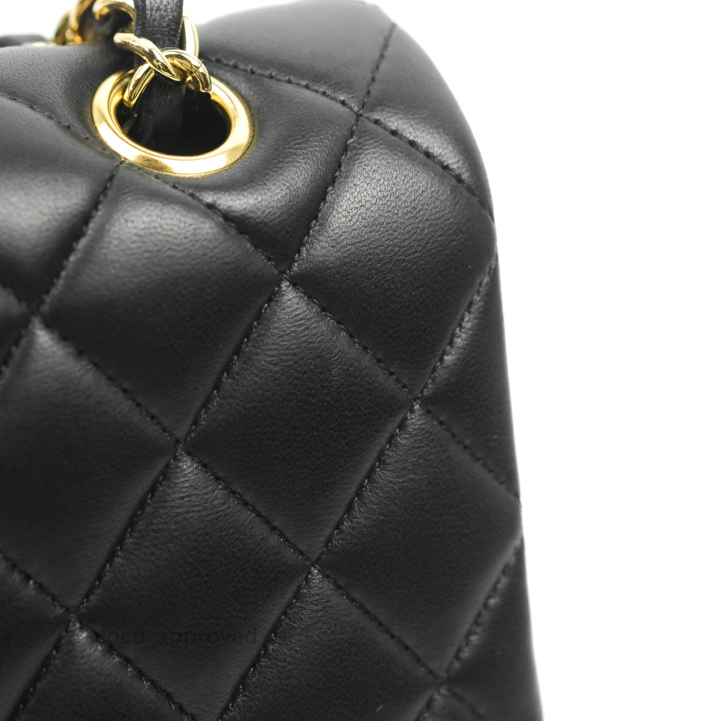 Chanel Classic M/L Medium Double Flap Black Lambskin Gold Hardware