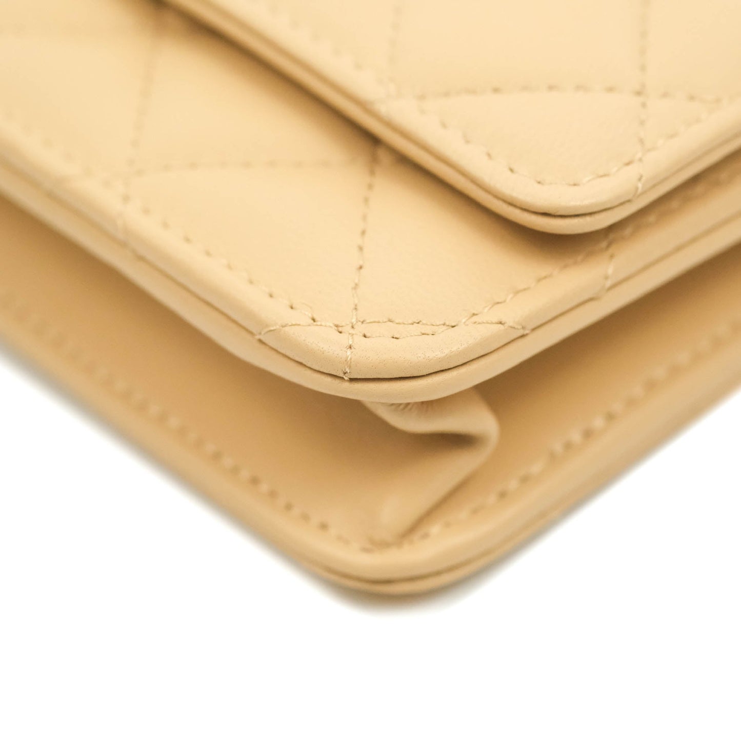 Chanel Quilted Pearl Crush Wallet on Chain WOC Beige Lambskin Aged Gold Hardware