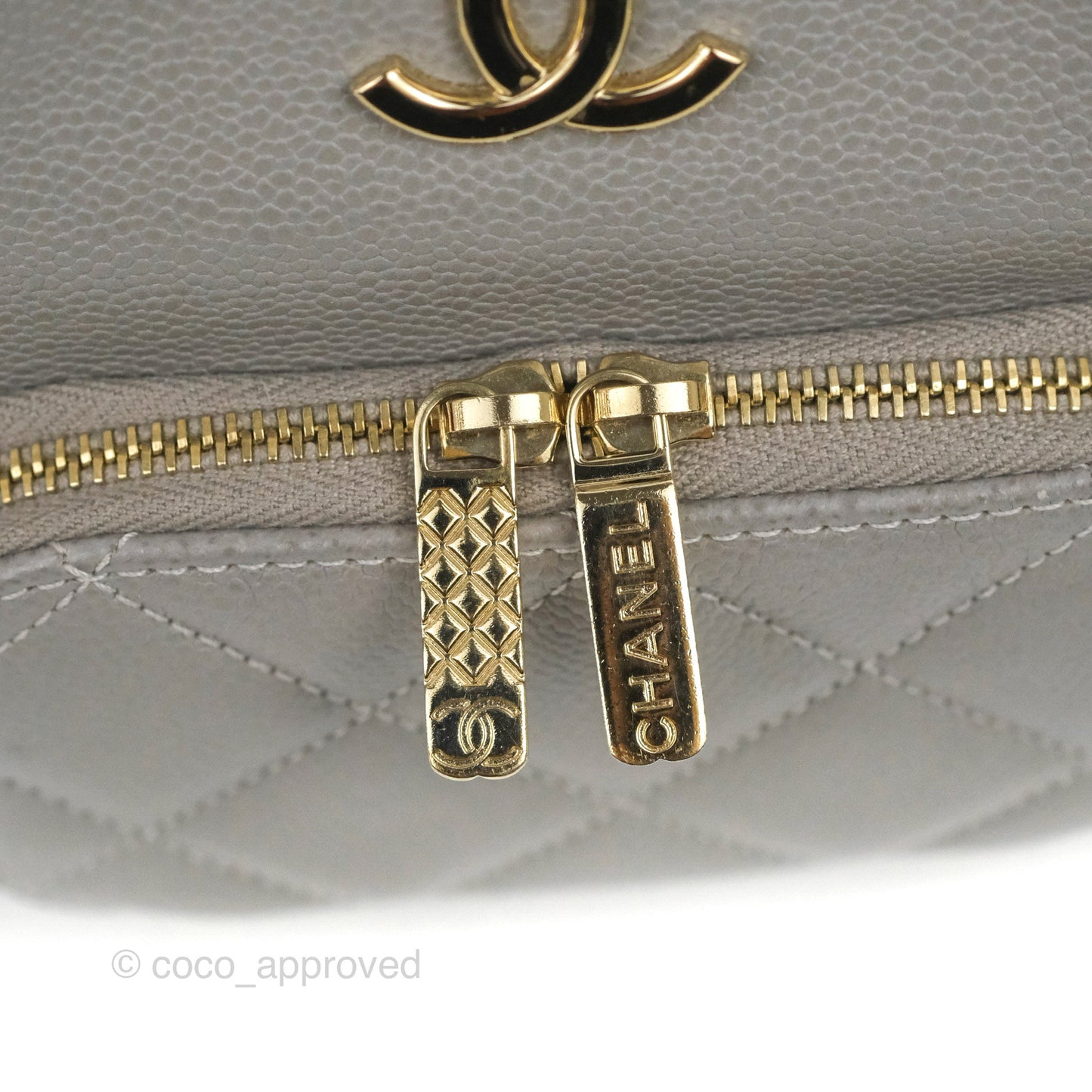 Chanel Business Affinity Drawstring Bucket Bag Grey Caviar Gold Hardware