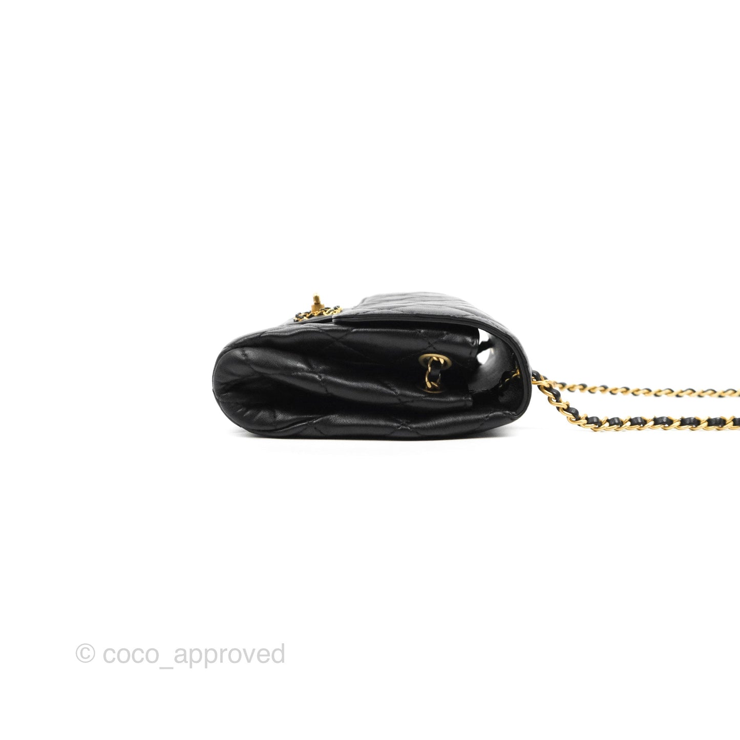 Chanel Flap Bag Black Lambskin Aged Gold Hardware