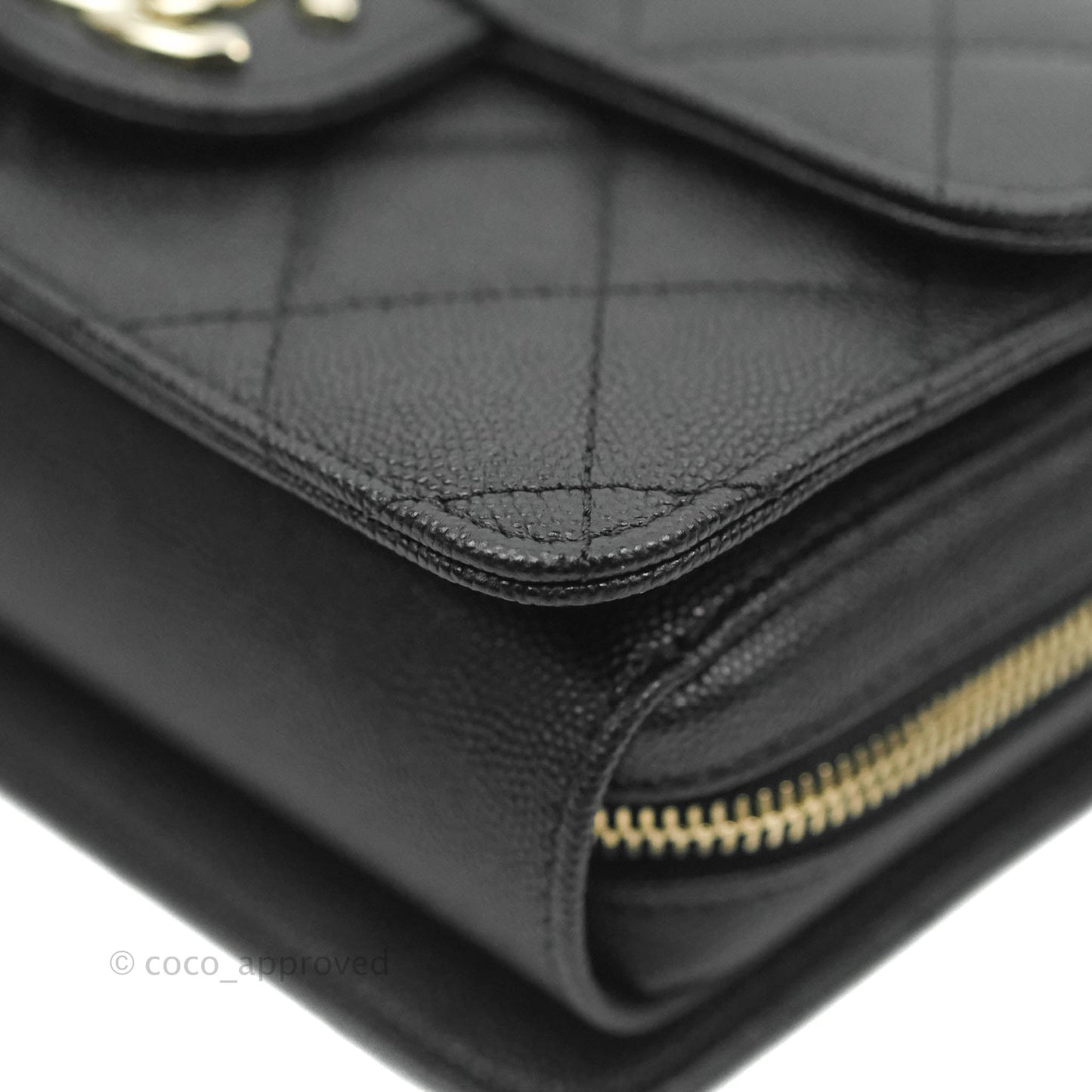Chanel Quilted Small Like The Wallet Flap Black Caviar Light Gold Hardware 22C