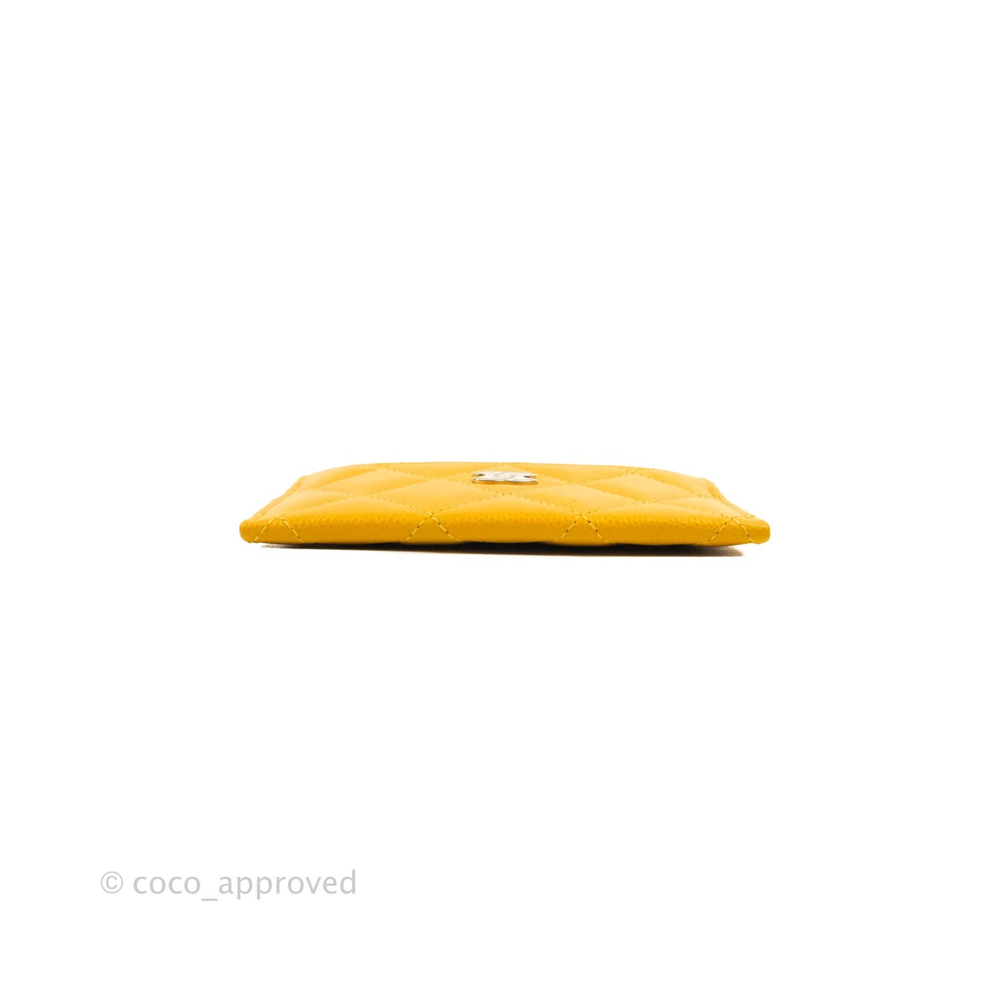 Chanel Classic Flat Card Holder Yellow Caviar Silver Hardware