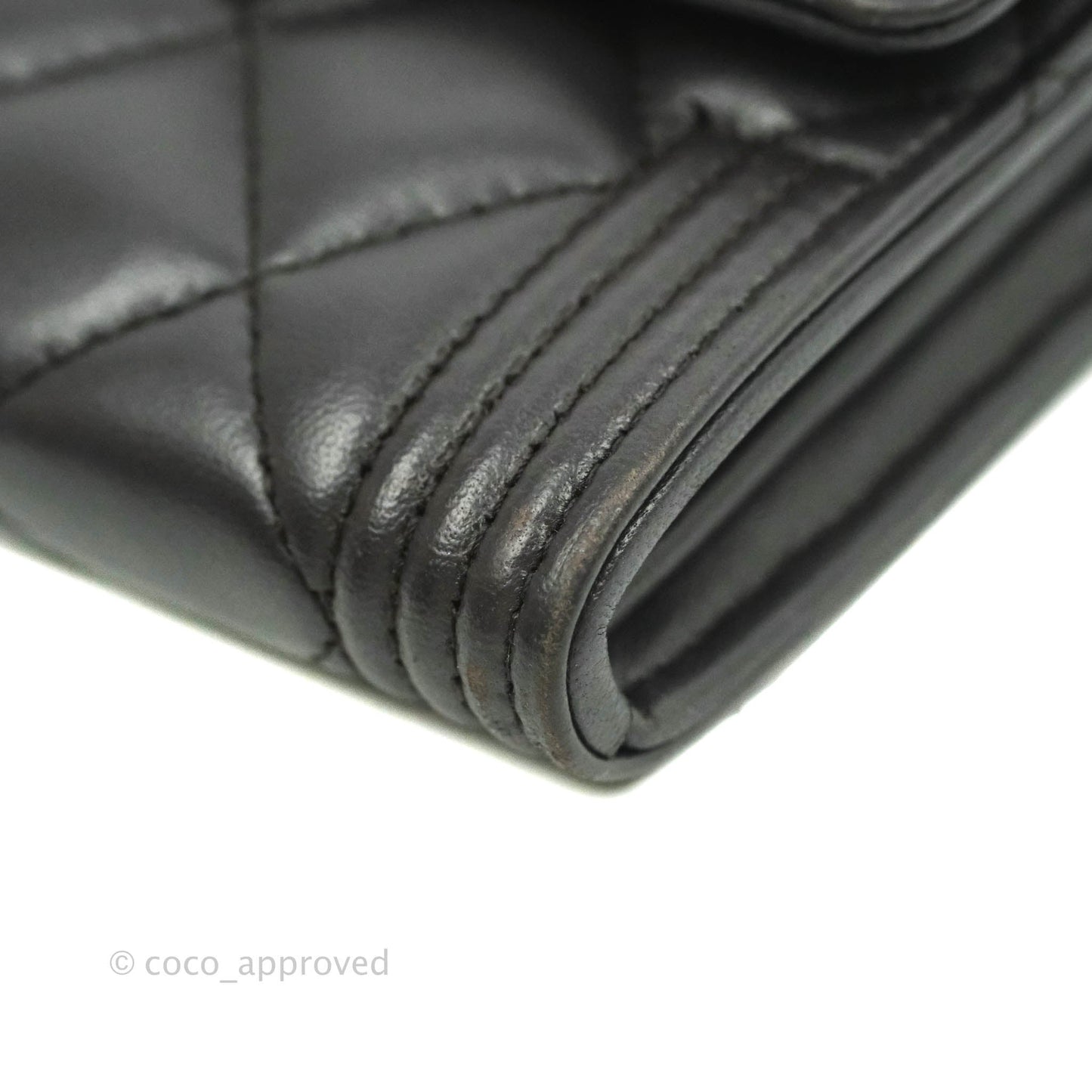 Chanel Quilted Boy Flap Long Wallet Dark Purple Lambskin Gold Hardware