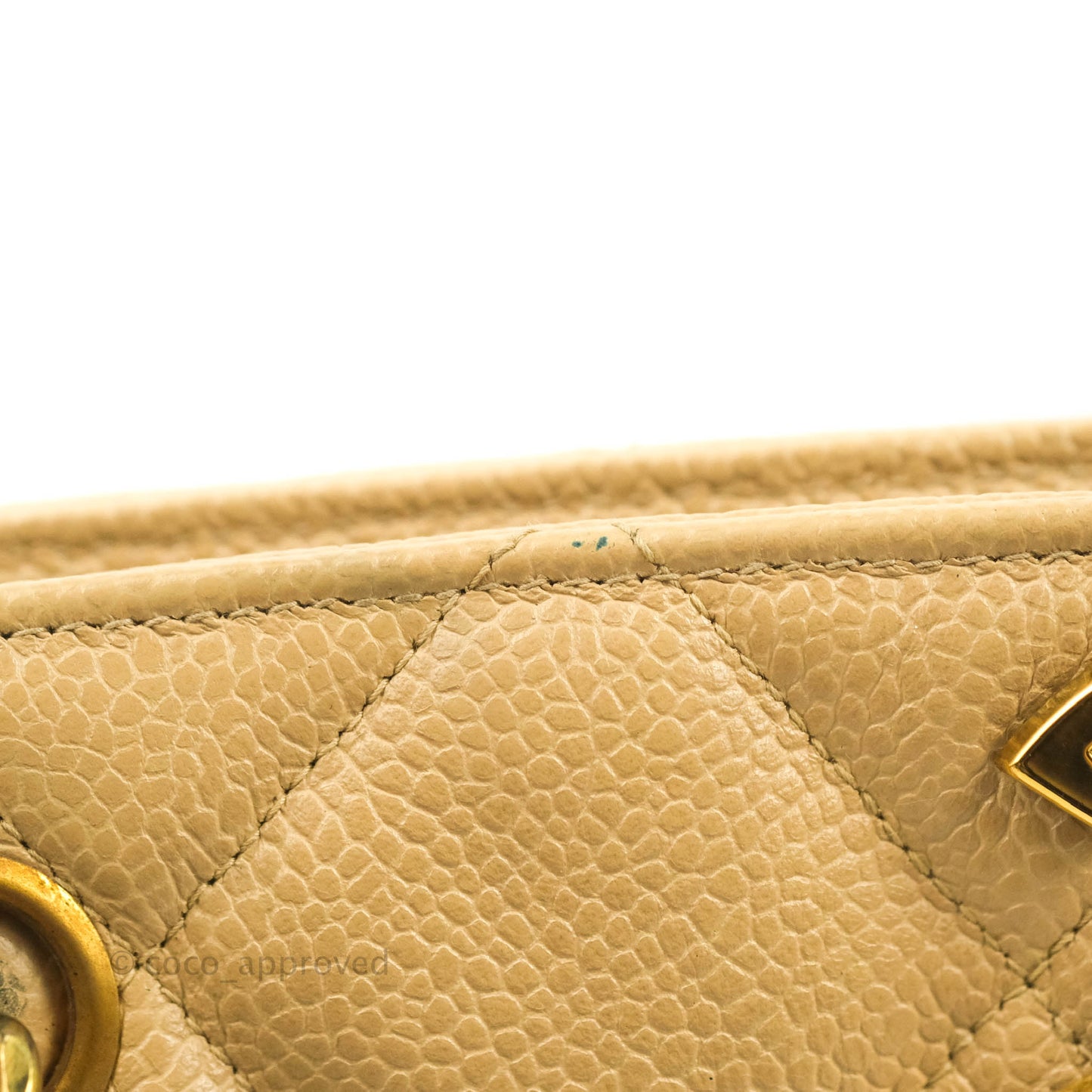 Chanel Vintage CC Quilted Tote Dark Beige Caviar 24K Gold Hardware
