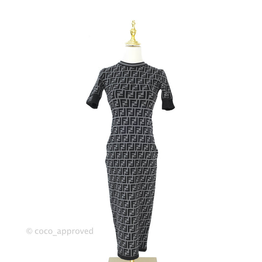 Fendi FF Motif Fabric Dress Black