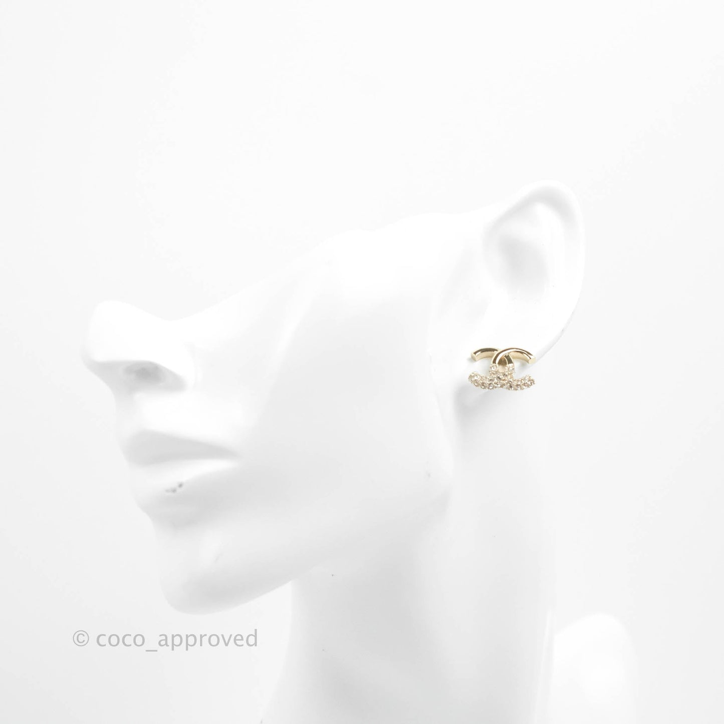 Chanel CC Crystal Earrings Gold Tone 22K