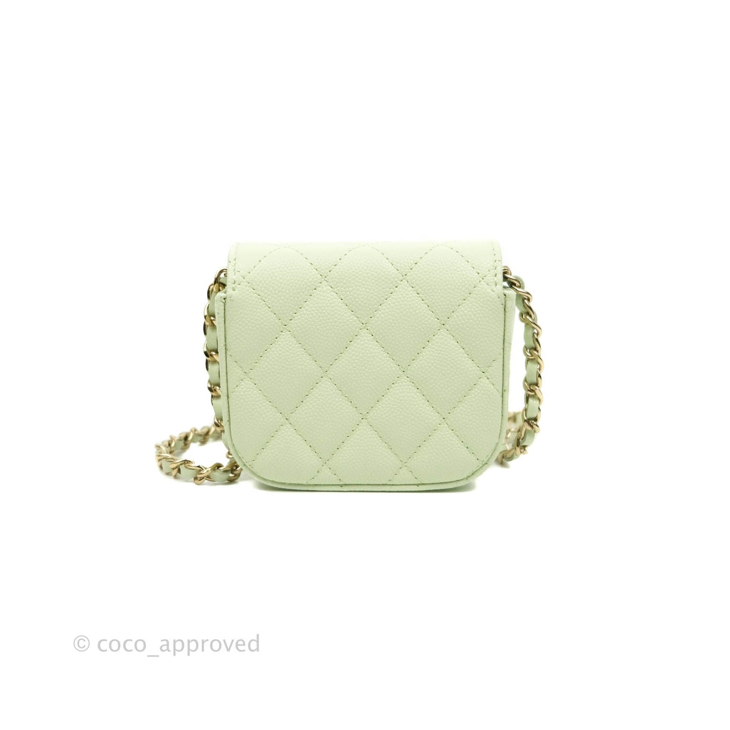 Chanel Classic Clutch With Chain Mint Green Gold Hardware