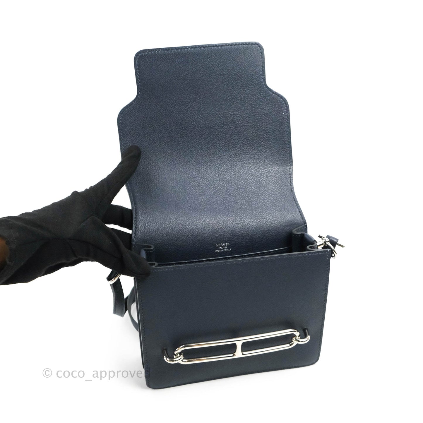 Hermès Roulis Mini 18 Bleu Nuit Evercolor Palladium Hardware