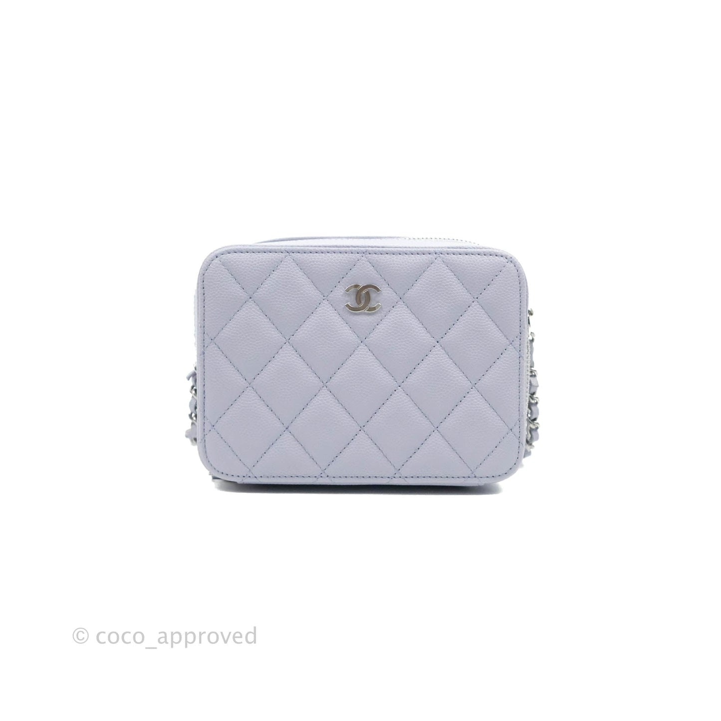 Chanel Quilted Camera Bag Lilac Caviar Silver Hardware