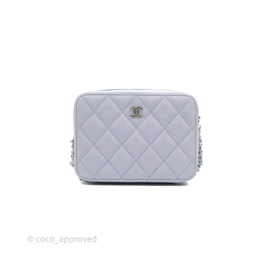 Chanel Quilted Camera Bag Lilac Caviar Silver Hardware