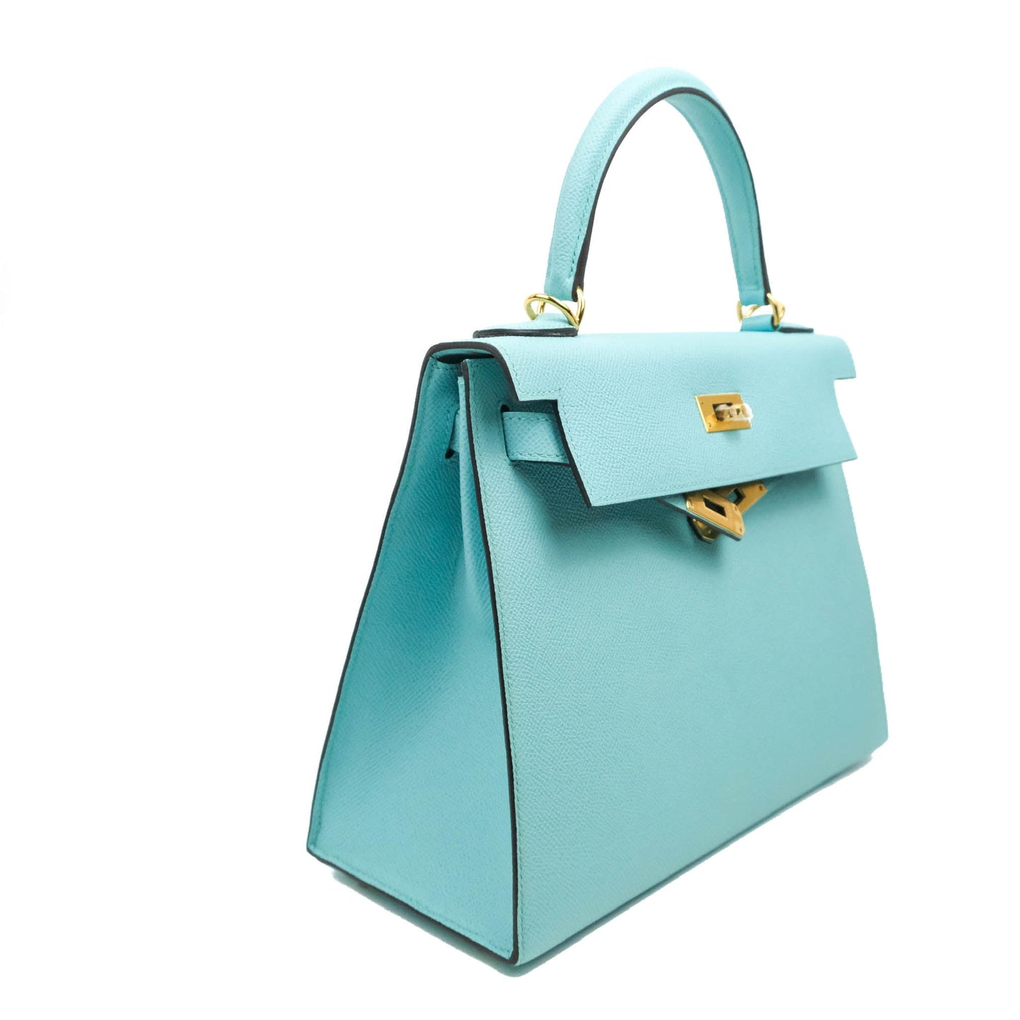Hermès Sellier Kelly 28 Veau Epsom Bleu Atoll Gold Hardware