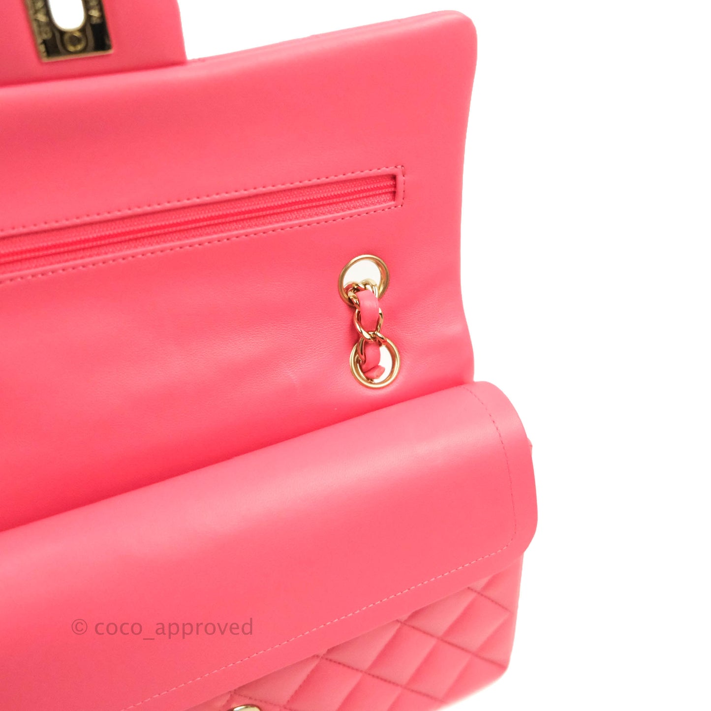 Chanel Small Classic Quilted Flap Rosy Pink Lambskin Gold Hardware