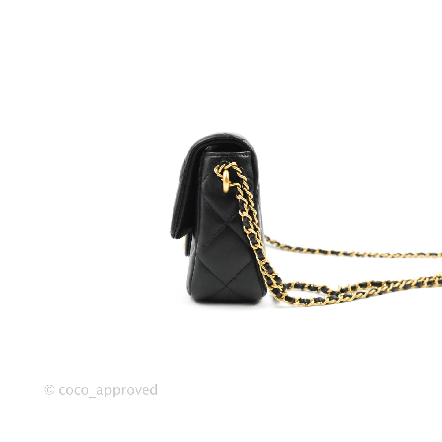Chanel Quilted My Perfect Mini With Pearl Black Lambskin Gold Hardware