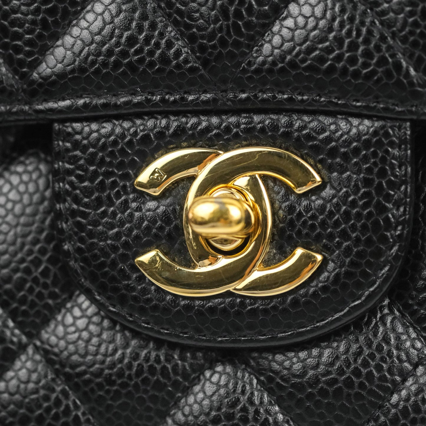 Chanel Classic M/L Medium Flap Quilted Black Caviar 24K Gold Hardware