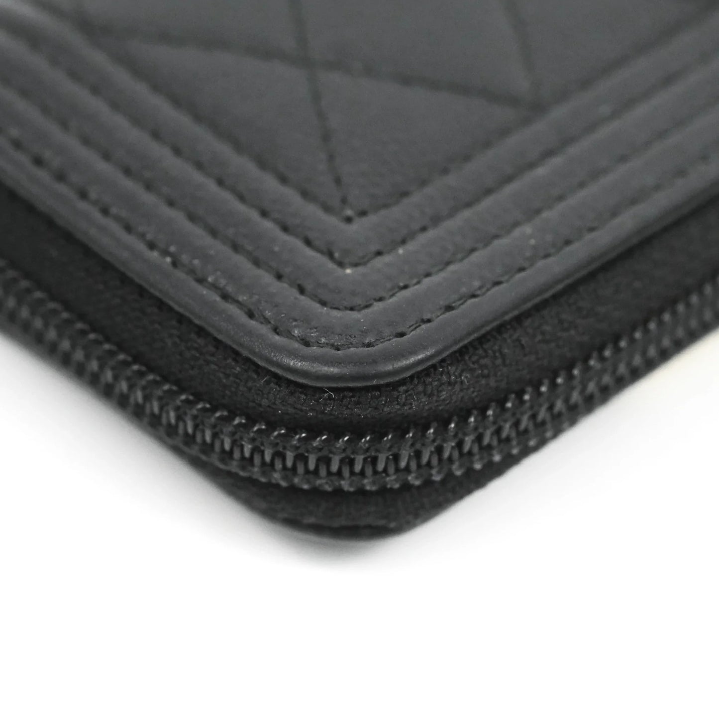 Chanel Boy Zipped Coin Purse Black Caviar Gold Hardware
