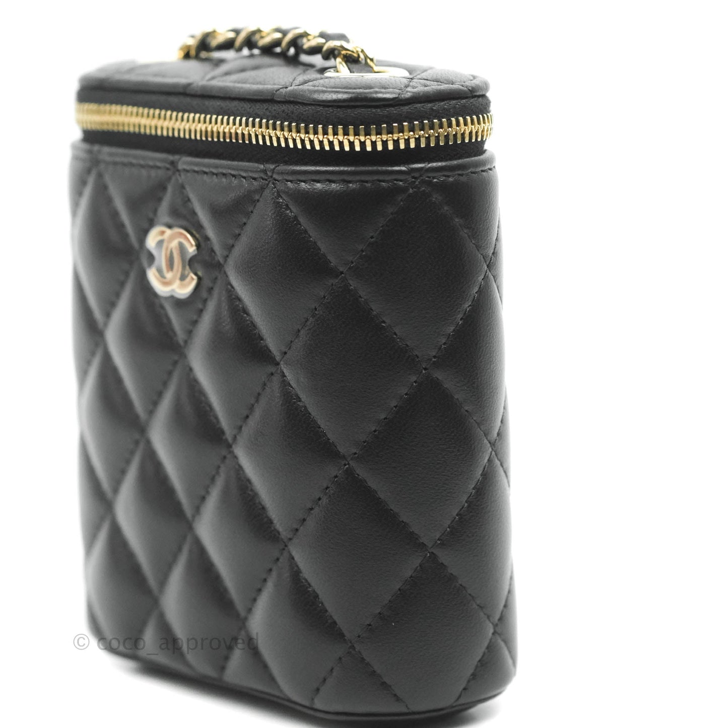 Chanel Classic Mini Vanity With Chain Black Lambskin Gold Hardware