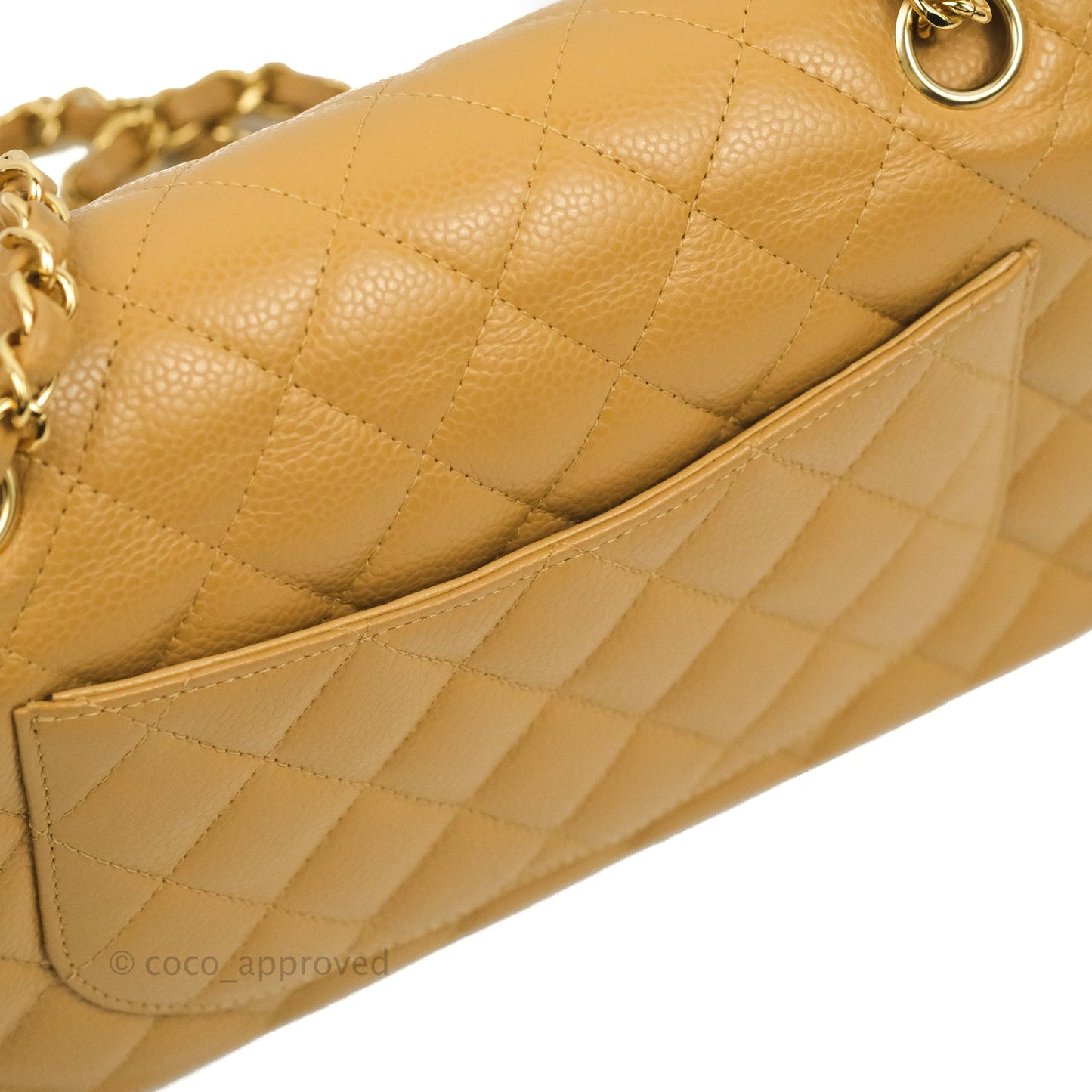 Chanel S/M Small Classic Quilted Flap Dark Beige Caviar 24K Gold Hardware