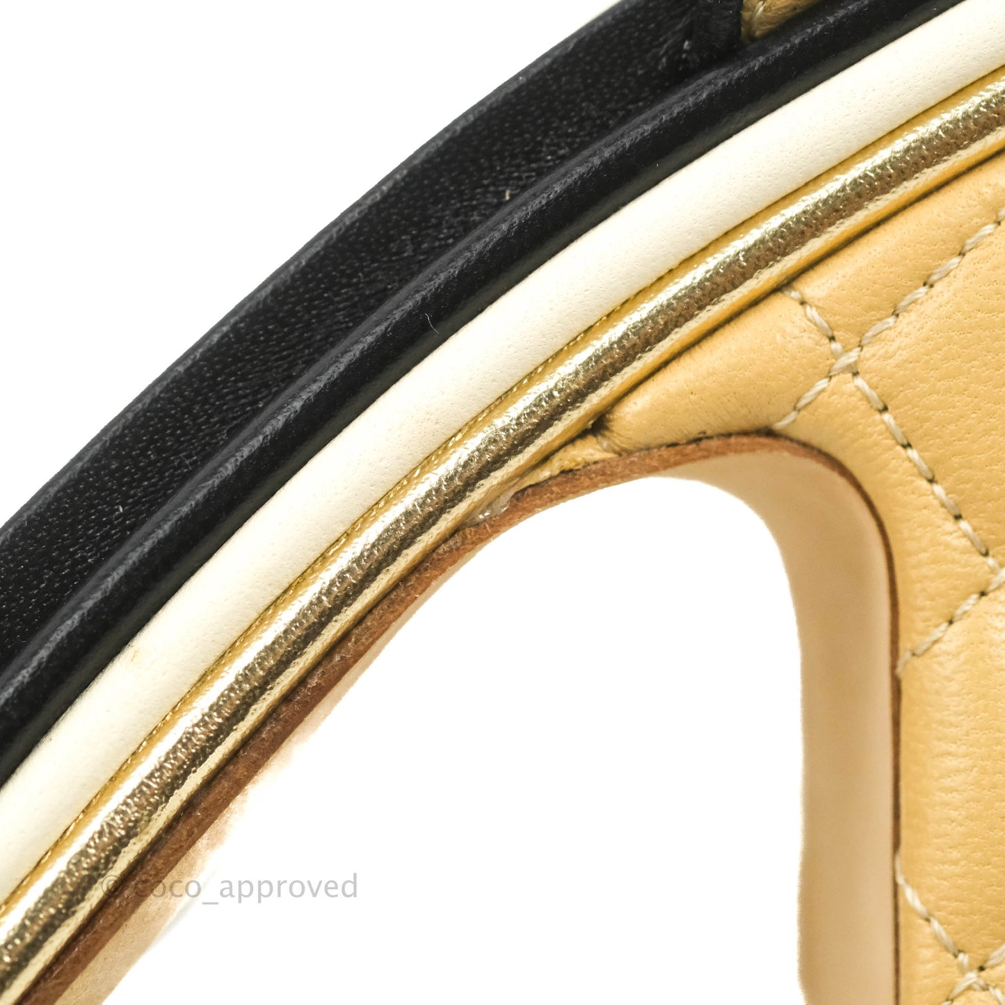 Chanel Beige Black Quilted Leather CC Block Heel Ankle Strap Sandal Size 38