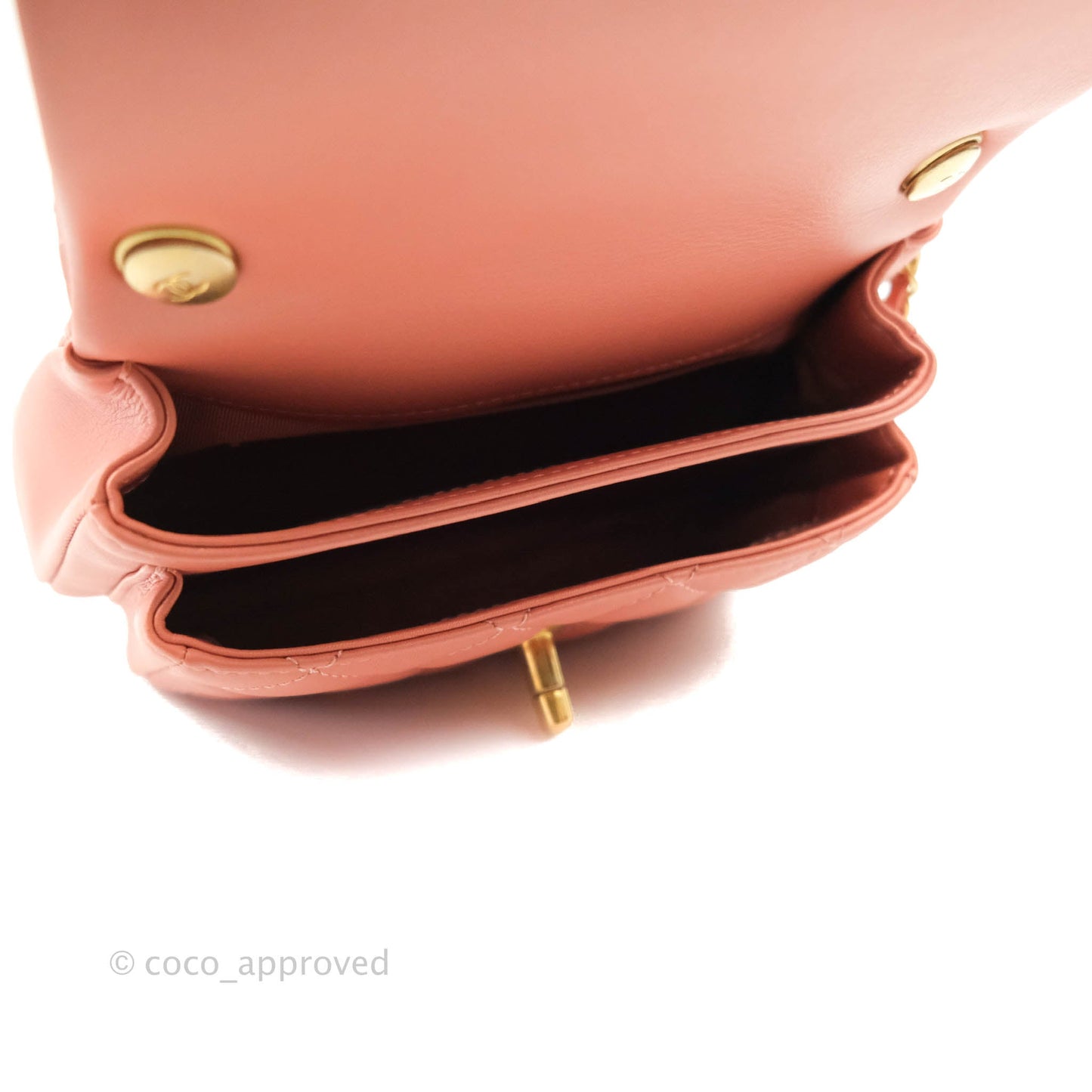 Chanel Mini Flap Bag With Top Handle Pink Lambskin Gold Hardware 20C