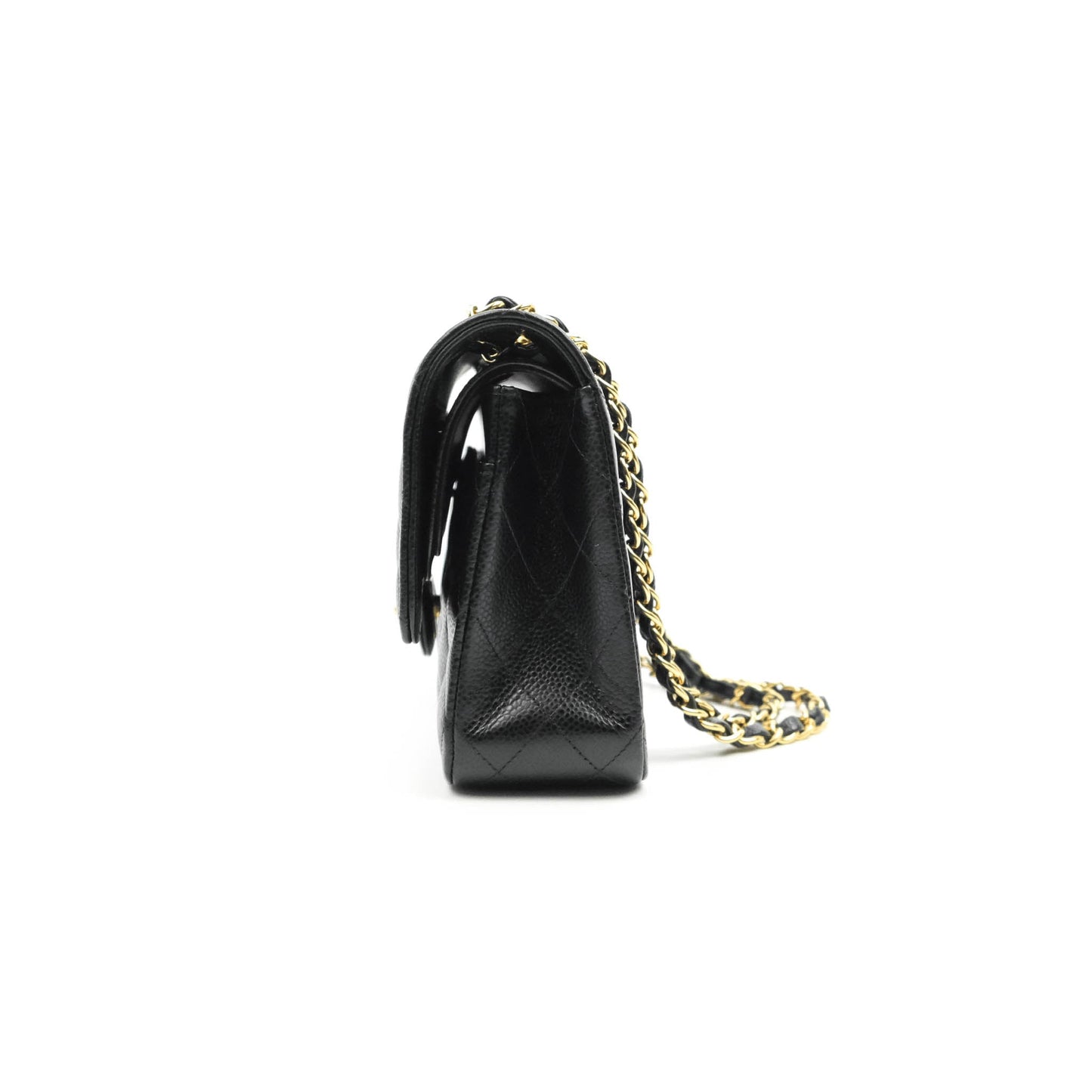 Chanel Classic M/L Medium Double Flap Black Caviar Gold Hardware