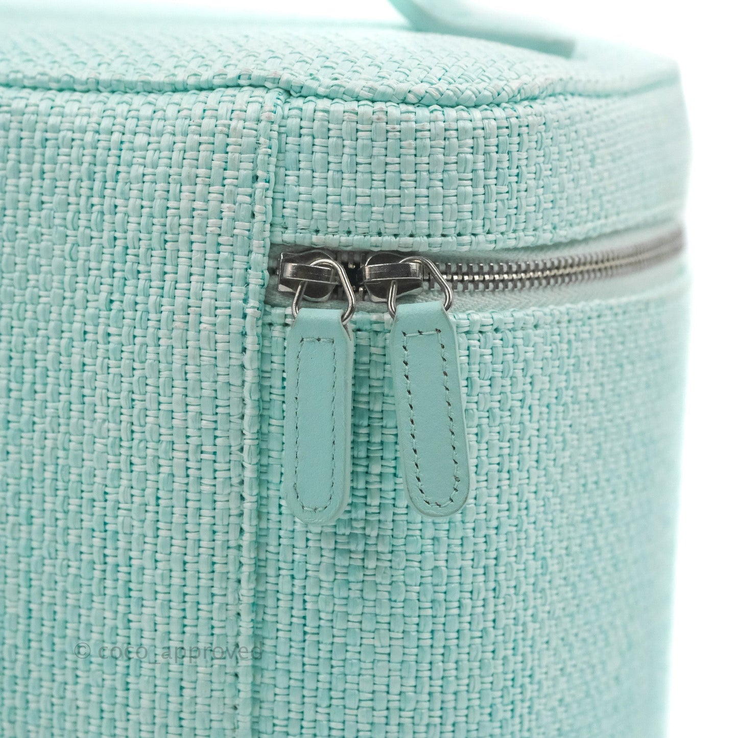 Chanel Deauville Vanity Pouch Mint Raffia Calfskin