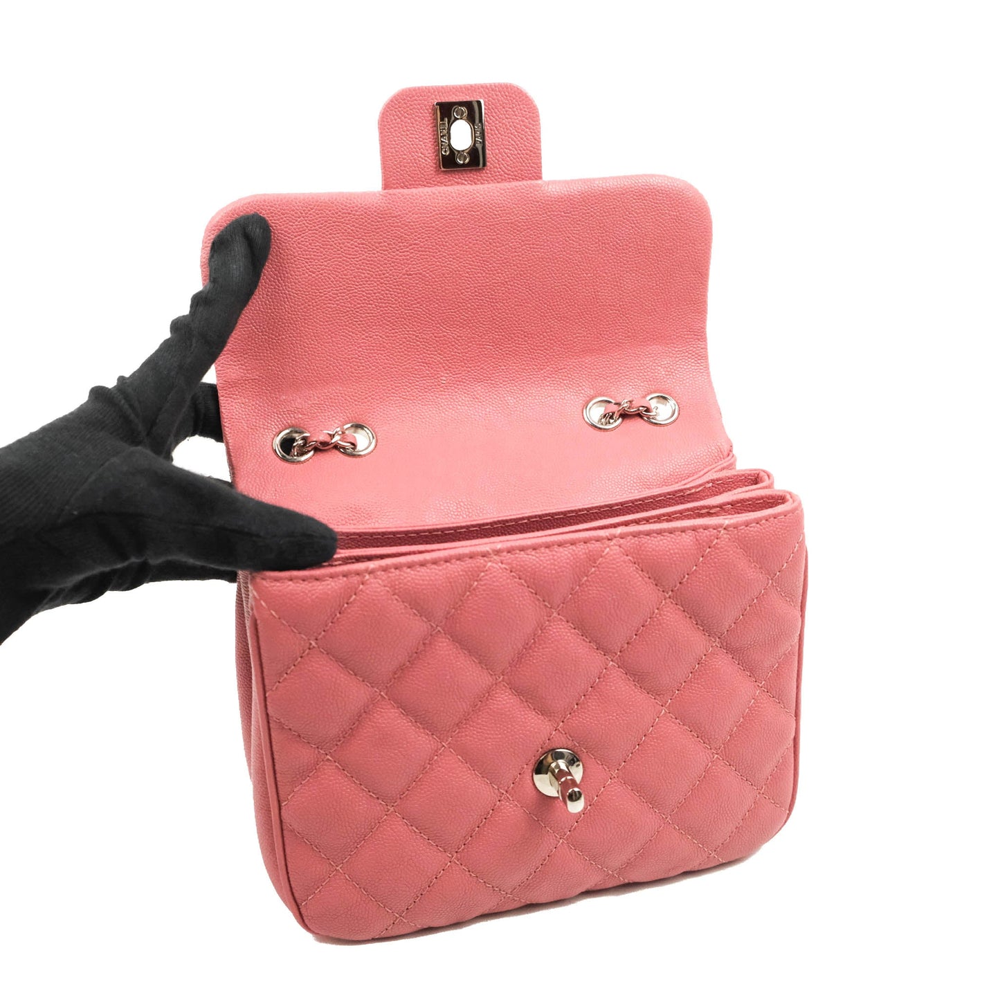 Chanel Caviar Quilted Small Urban Companion Flap Bag Pink Silver Hardware