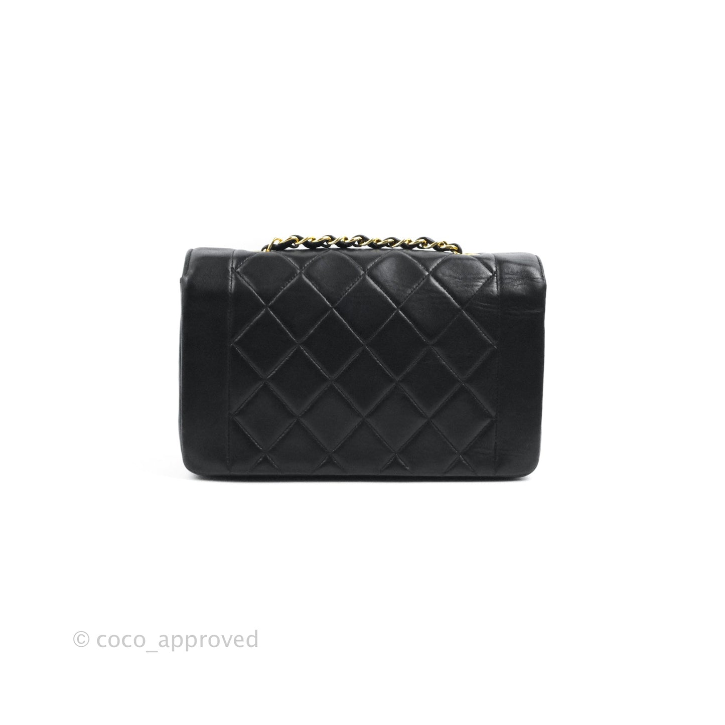 Chanel Vintage Small Quilted Classic Diana Flap Bag Black Lambskin 24K Gold Hardware