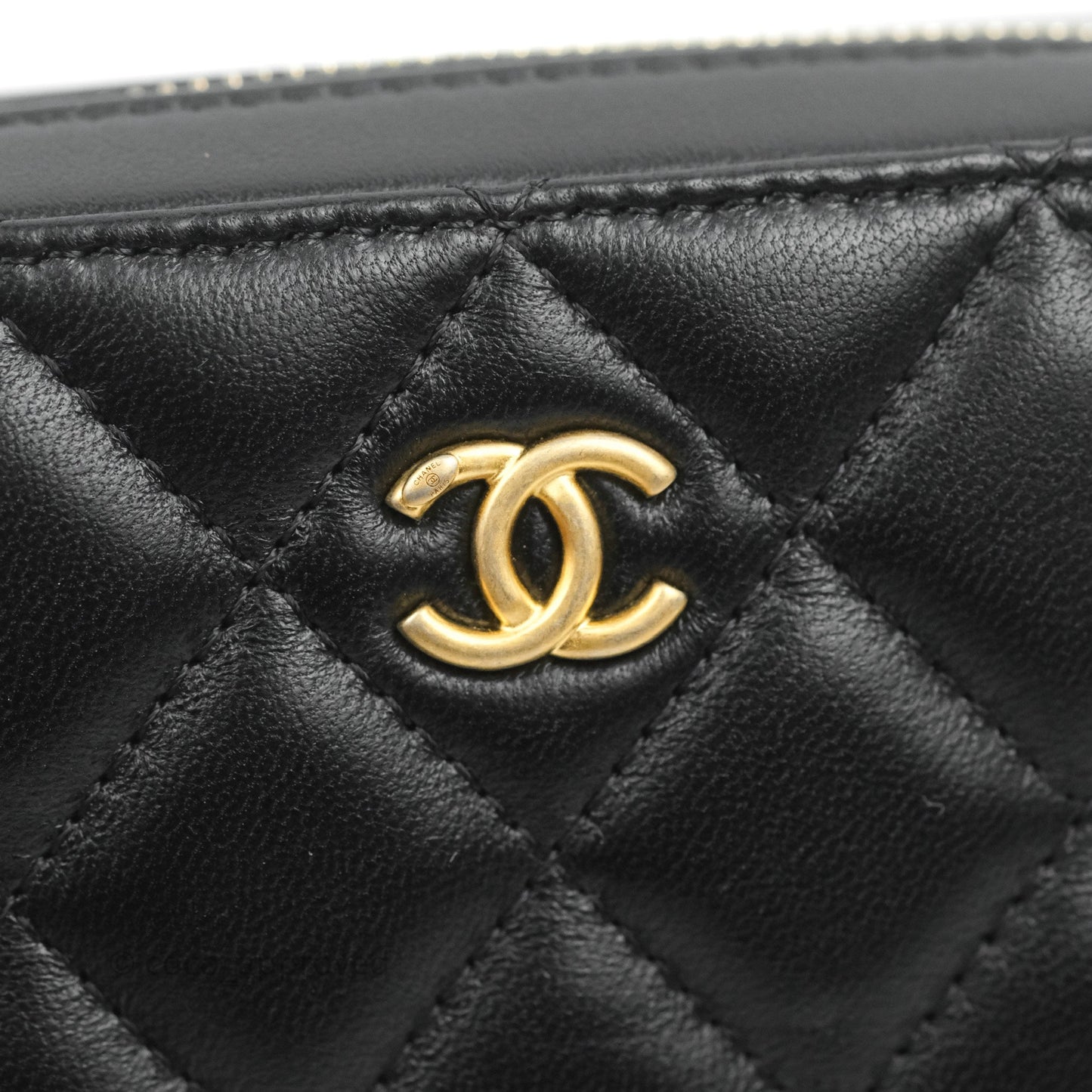 Chanel Mini Pearl Crush Quilted Camera Case Black Lambskin Aged Gold Hardware