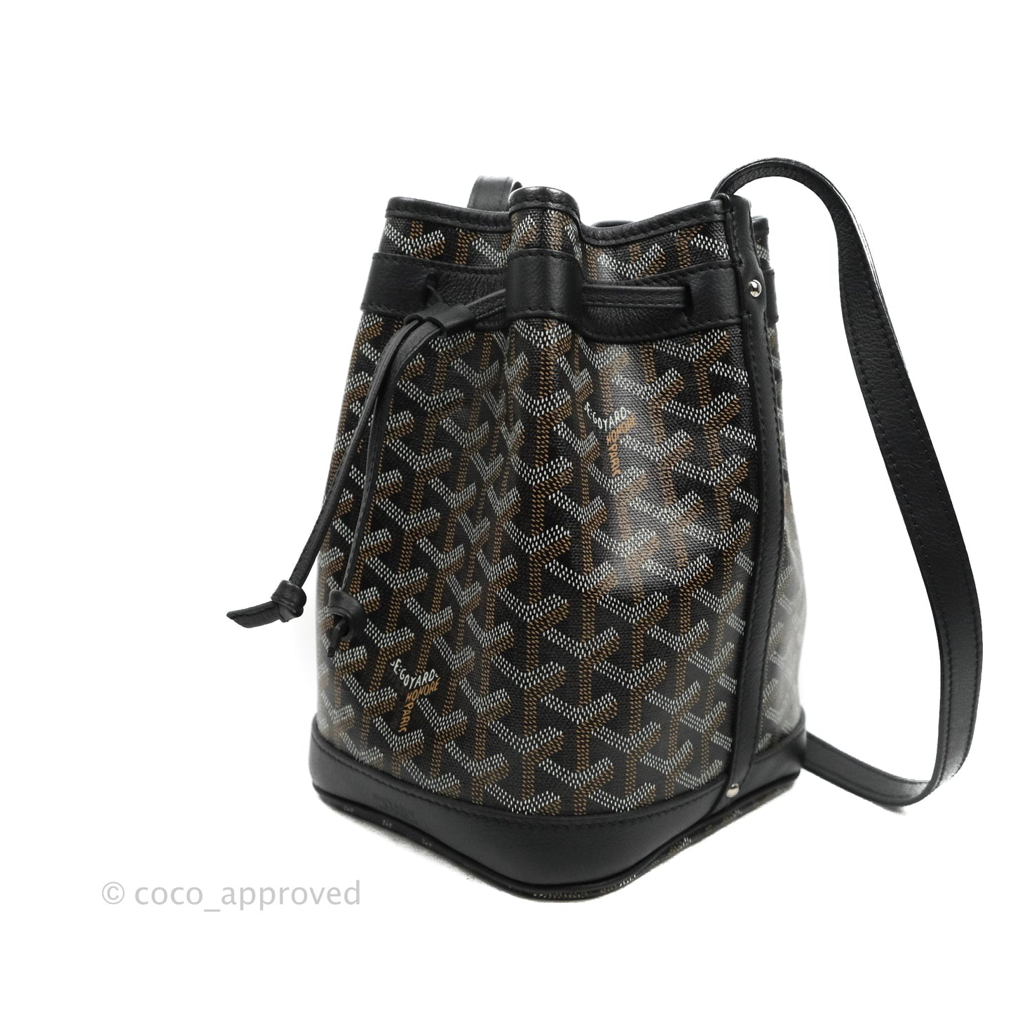 Goyard Petit Flot Black Drawstring Bucket Bag