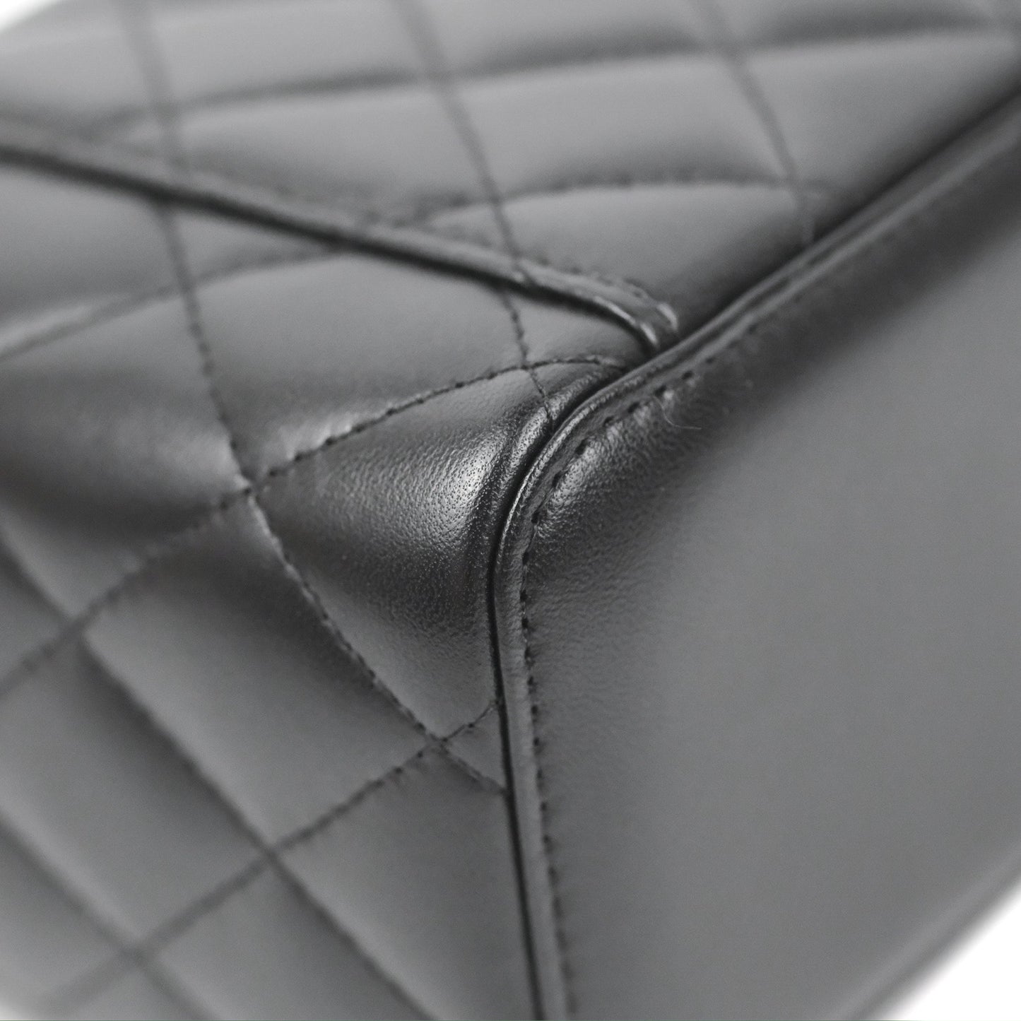 Chanel Vanity Rectangular Top Handle Black Lambskin Gold Hardware