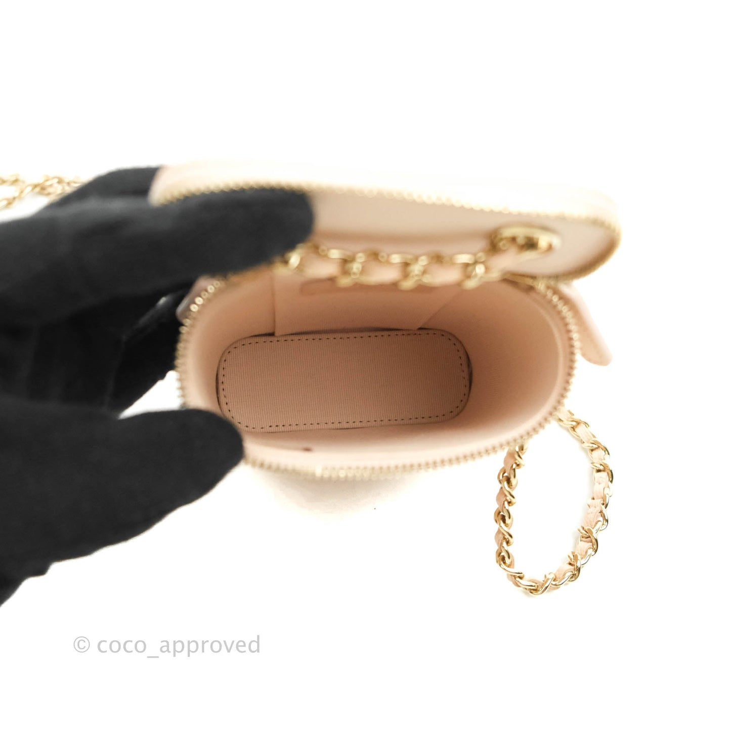 Chanel Classic Mini Vanity With Chain Beige Caviar Gold Hardware