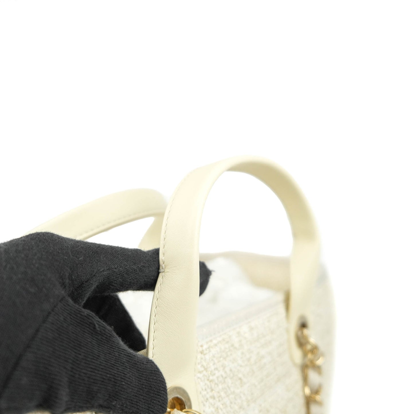 Chanel Large Deauville Iridescent Gold Beige Canvas Gold Hardware