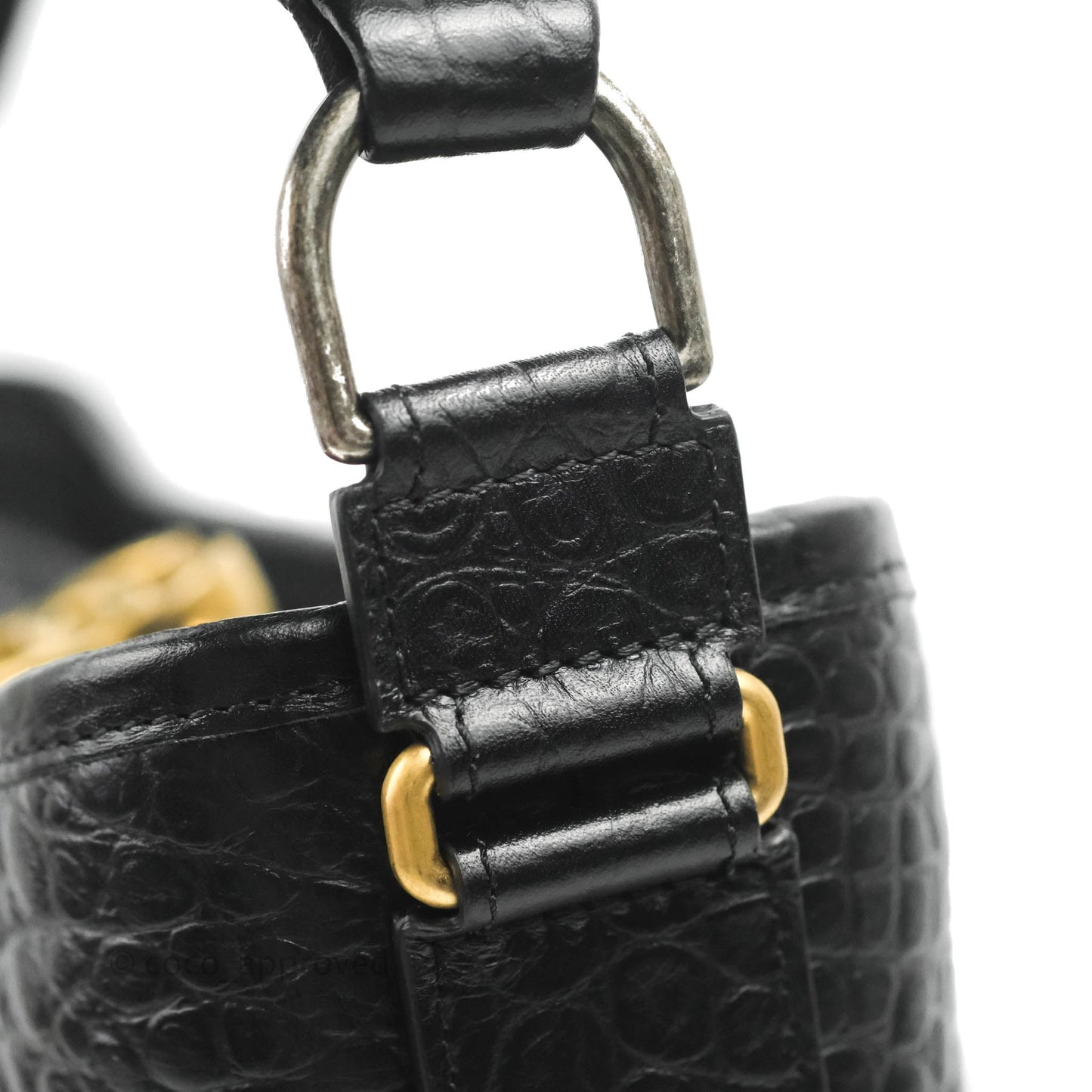 Chanel Large Gabrielle Hobo Crocodile Embossed Black Calfskin
