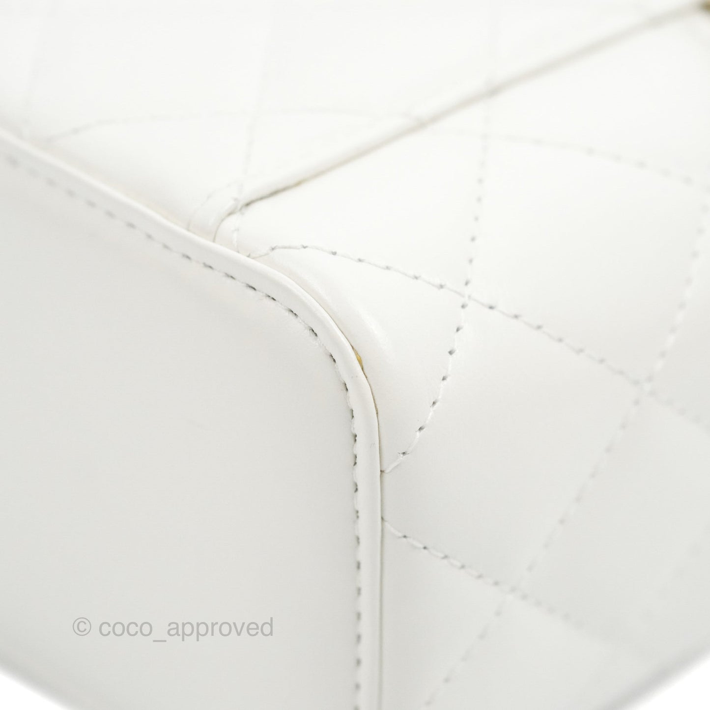 Chanel Quilted Mini Perfect Fit Vanity With Chain White Calfskin Aged Gold Hardware