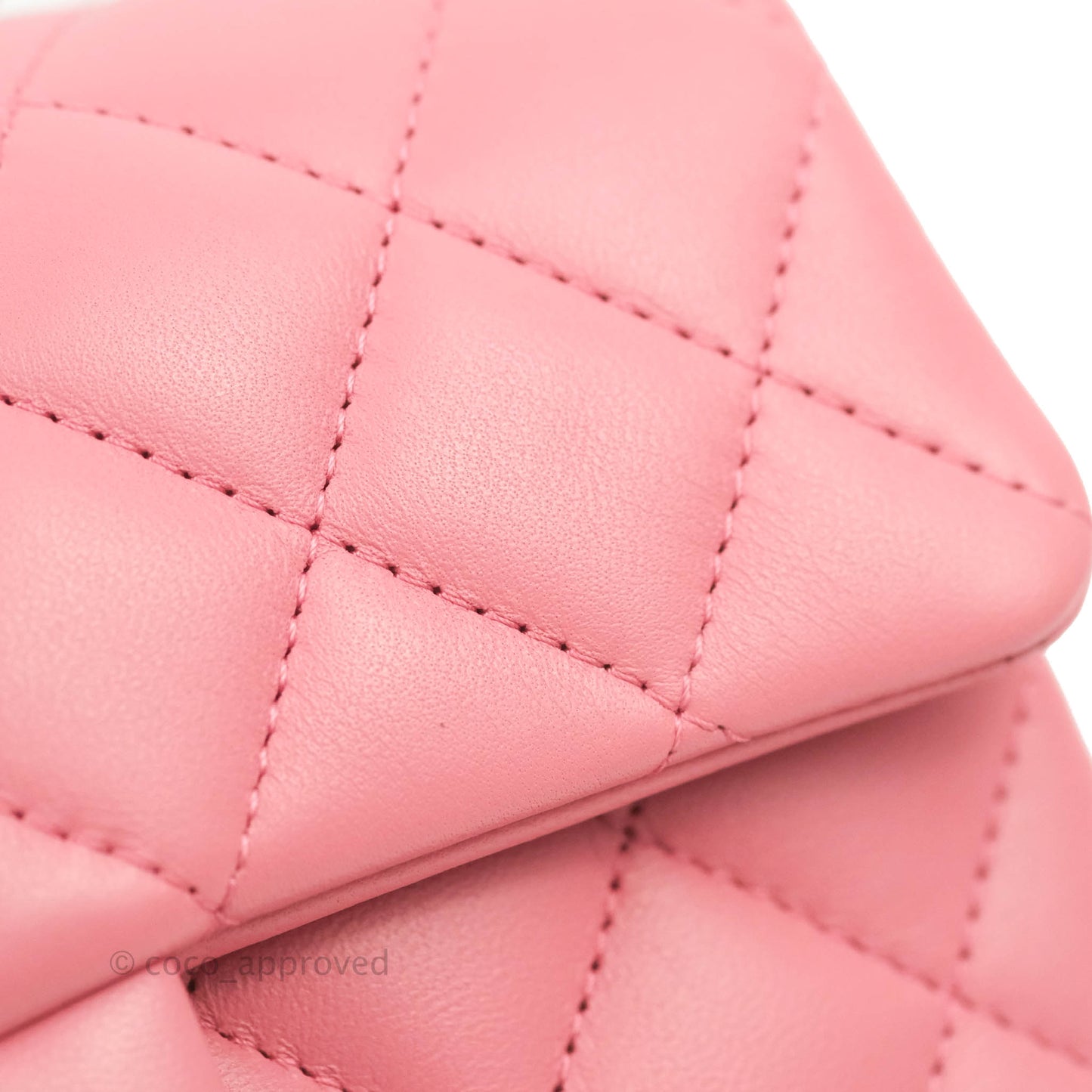 Chanel Top Handle Mini Rectangular Flap Bag Rosy Pink Lambskin Gold Hardware