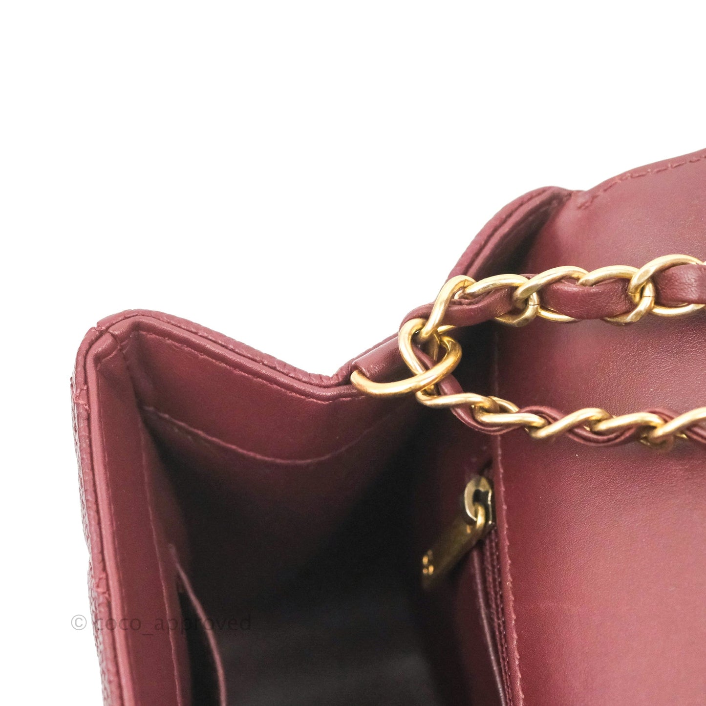 Chanel Quilted Medium CC Filigree Flap Burgundy Black Caviar
