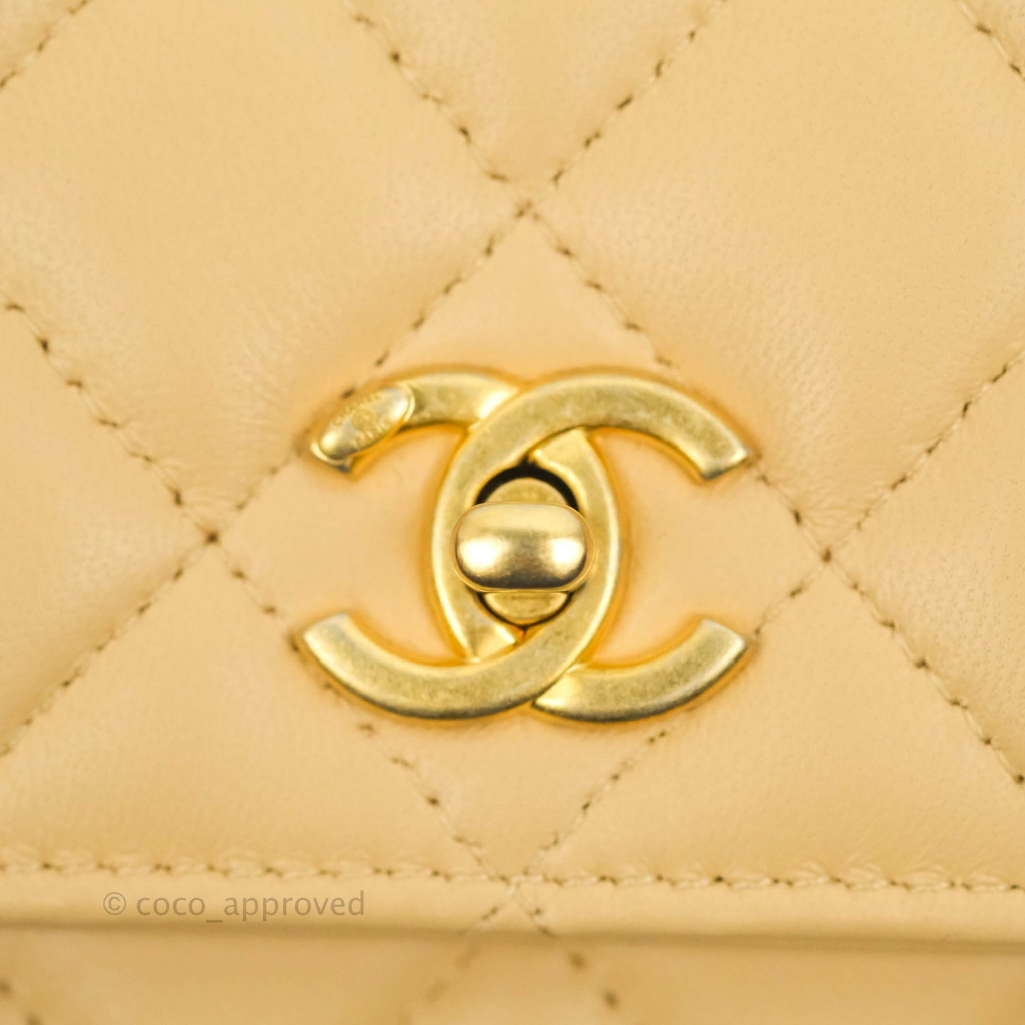 Chanel Quilted Pearl Crush Wallet on Chain WOC Beige Lambskin Aged Gold Hardware
